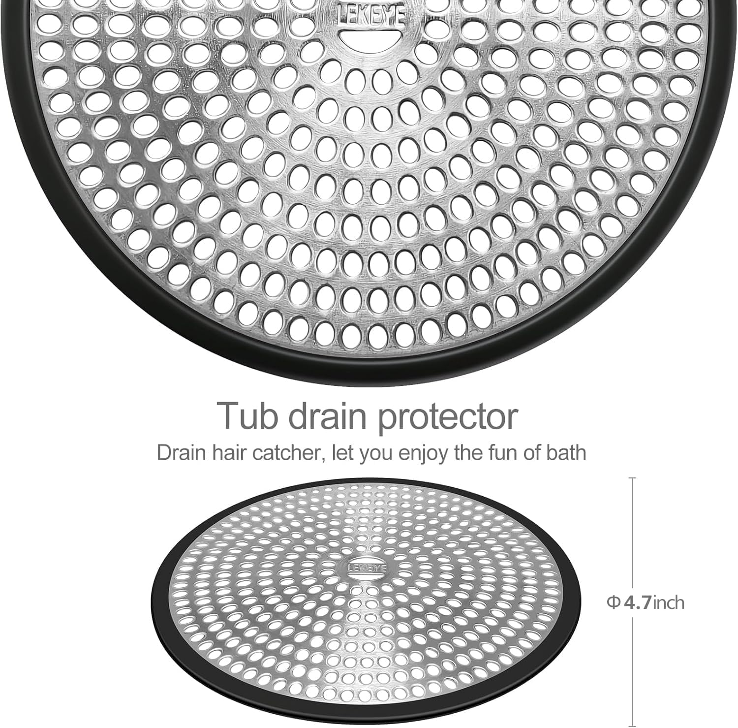 LEKEYE Shower Drain Hair Catcher | Strainer | Shower Stall Drain Cover | Bathroom Drain Protector Stainless Steel and Silicone(Black), LE8803 image number 4