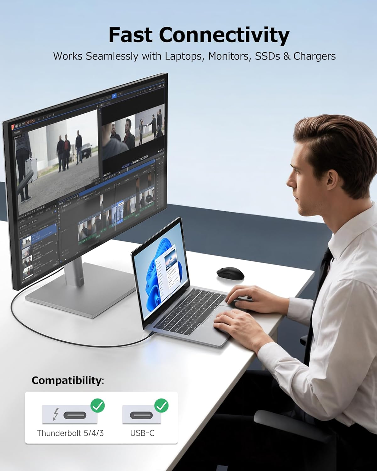 Cable Matters 40Gbps Active USB4 Cable 9.8 Ft / 3M with 8K Video & 100W Charging, Compatible with Thunderbolt 4/3, USB C for VR Headset, Docking Stations, Macbook, DELL XPS, Surface Pro and More