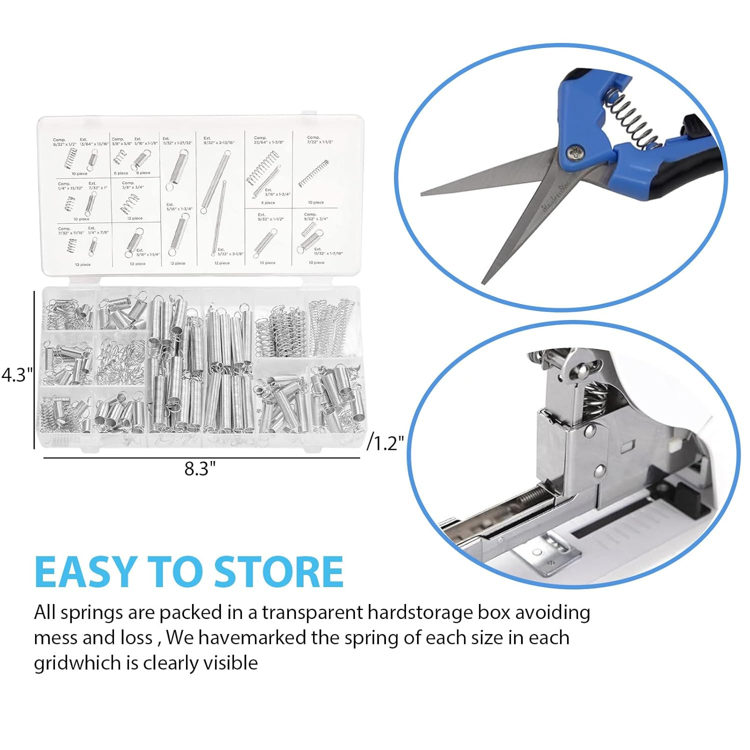 Compression & Extension Spring, Compression Springs Assortment, Stainless Steel Springs, Spring Assortment for Shop and Home Repairs (20 Different Sizes, 200Pcs) image number 5