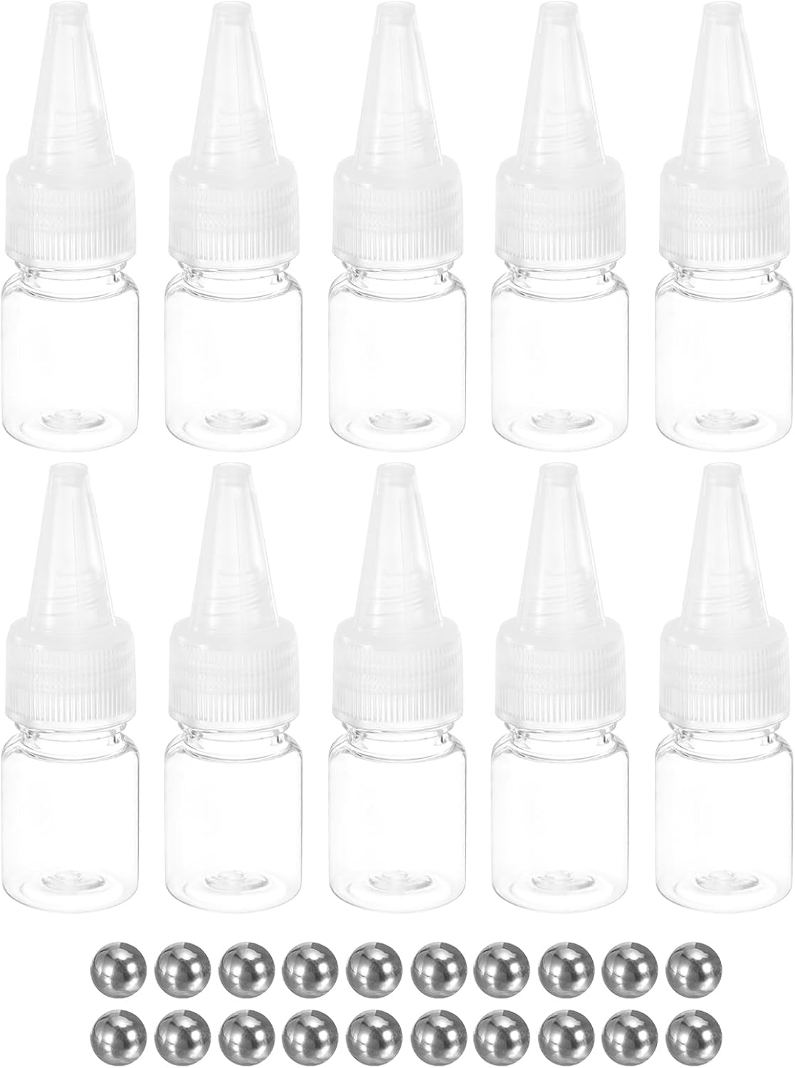 Uxcell 10Ml Small Squeeze Bottle, 10 Pcs Glue Bottle Applicator Bottle Air Brush Bottles Mini with Steel Ball for Paint Gun Oil Glue DIY Air Craft Tie Dye image number 2