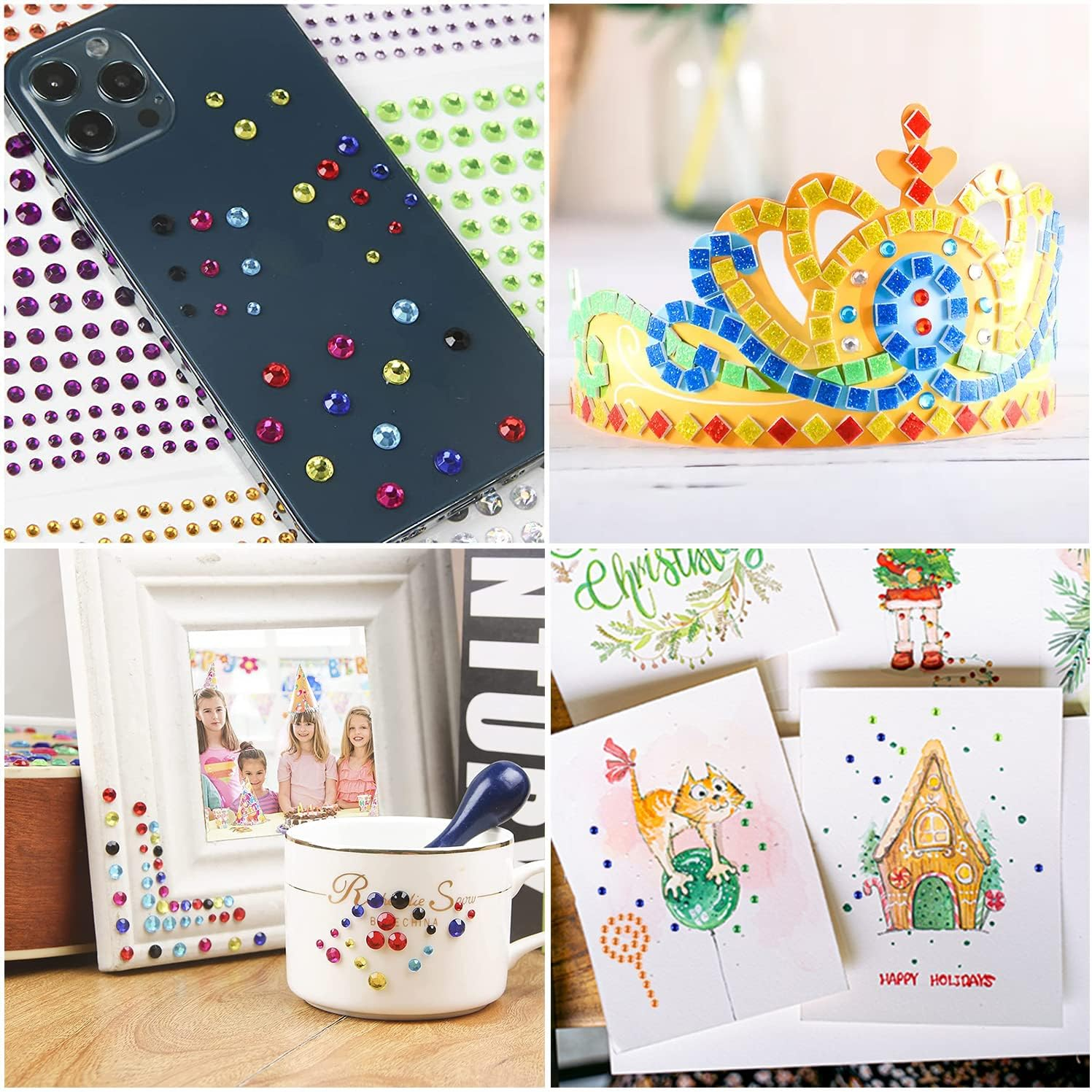 Meafeng Gem Stickers, 14 Colors, Self Adhesive, Bling Rhinestone Jewels, Stick on Gems for Face Makeup, Body, Nails, Festivals, Crafts, Weddings Embellishments (14 Sheets, 2310 PCS) image number 1