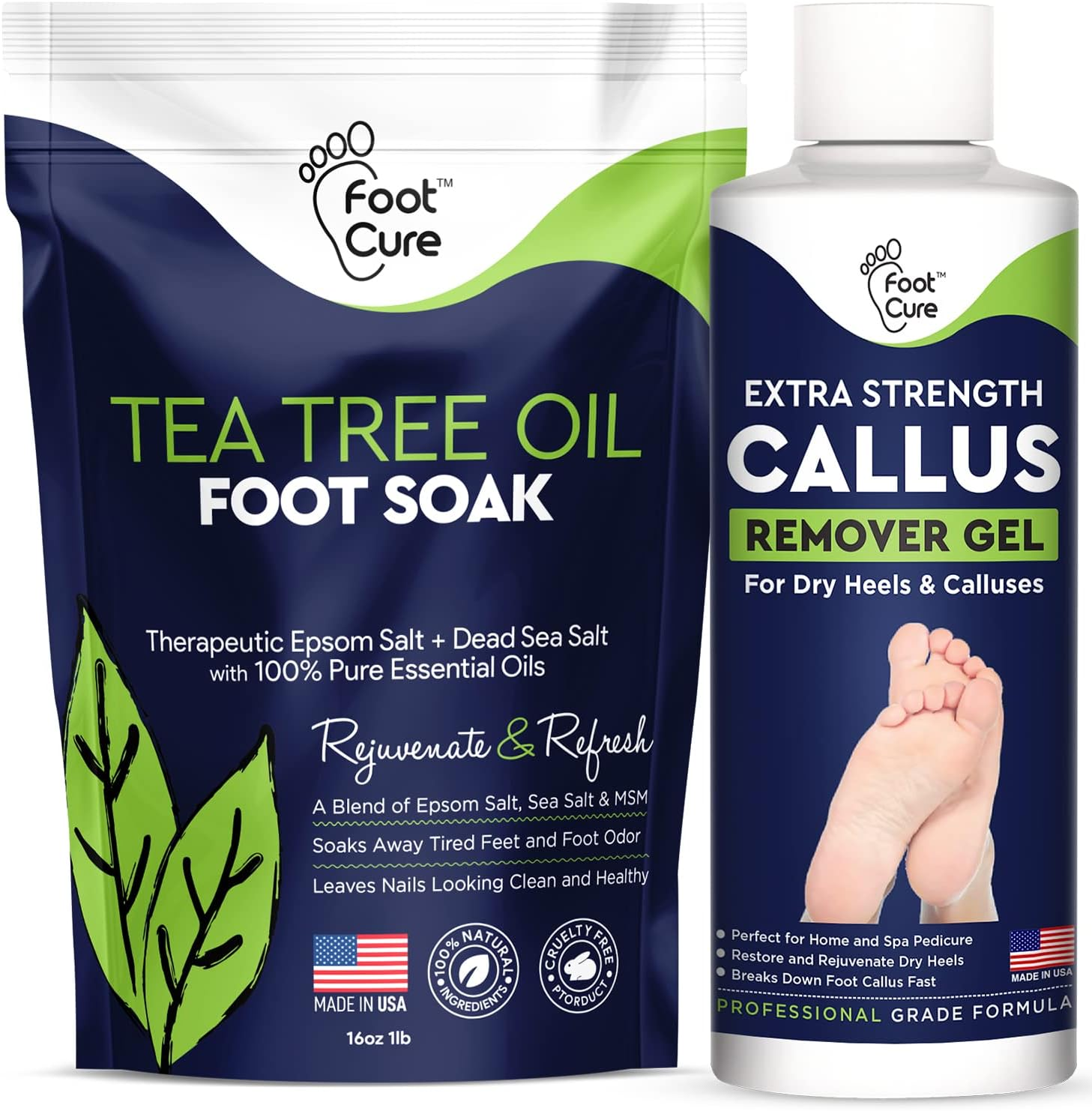 Tea Tree Foot Soak & Callus Remover Gel Kit - Extra Strength Callus Remover Gel & Foot Soak with Epsom Salts for Calluses, Dry Cracked Heels, Toenail - Pedicure for Tired Feet image number 5