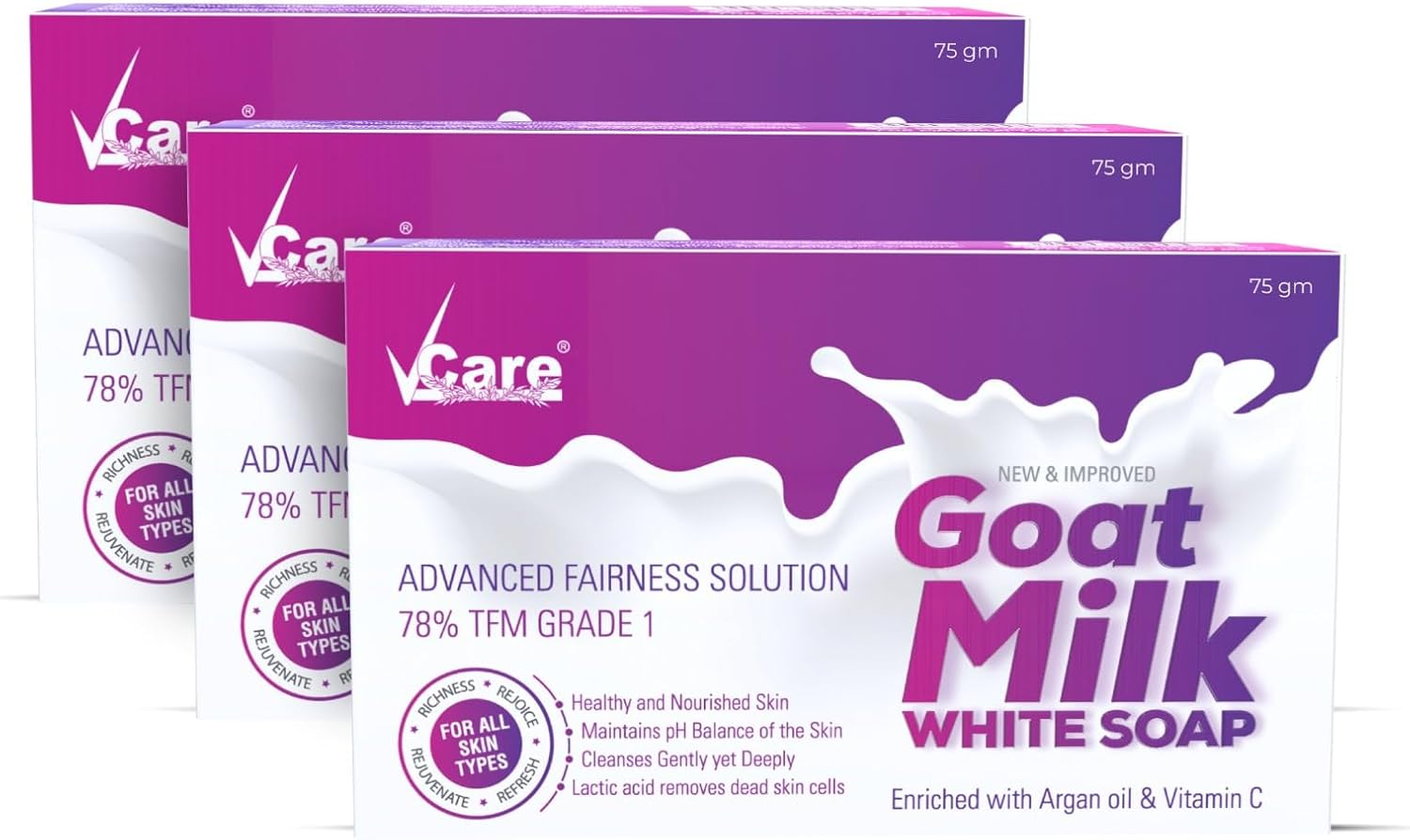 Vcare Goat Milk Soap 75G, Pack of 3 image number 3