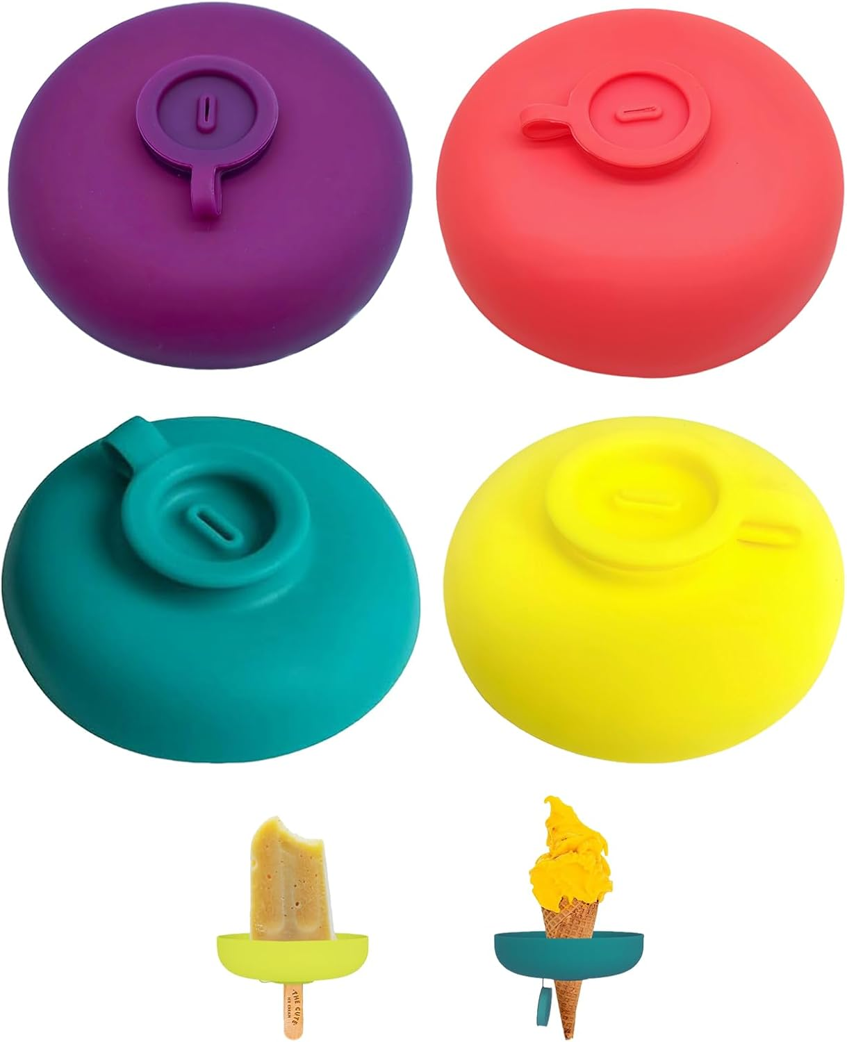 4Pcs Drip Free Popsicle Holder Mess-Free Ice Pop Stick - Freeze Ice Popsicle Molds and ICY Pole Stick Food Grade Silicone Reusable No Drip Popsicle for Summer Days