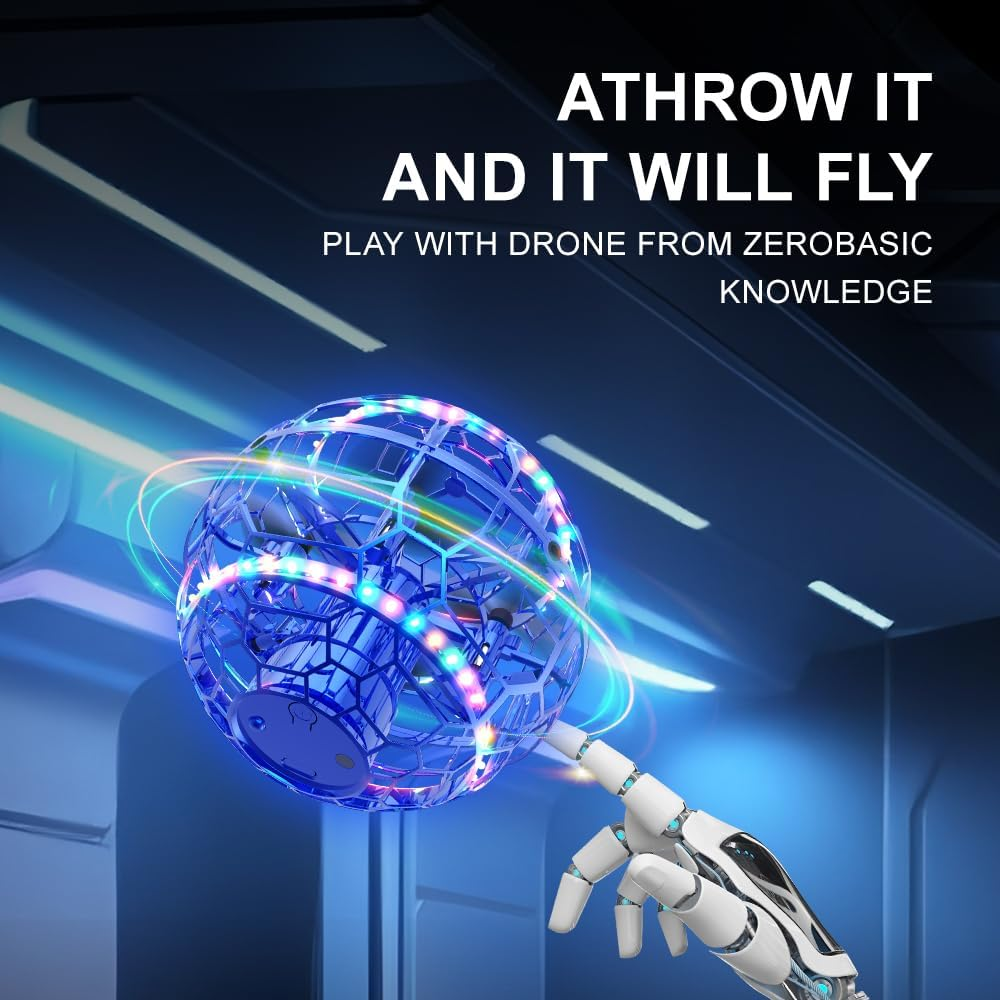 2025 Flying Orb Ball Toy, Cosmic Globe Boomerang Mini Drone for Kids, Hand Drone Orbit, Cool Toys for 6 7 8 9 10+ Year Old Boys Girls Teens Outdoor Toys - Blue image number 4