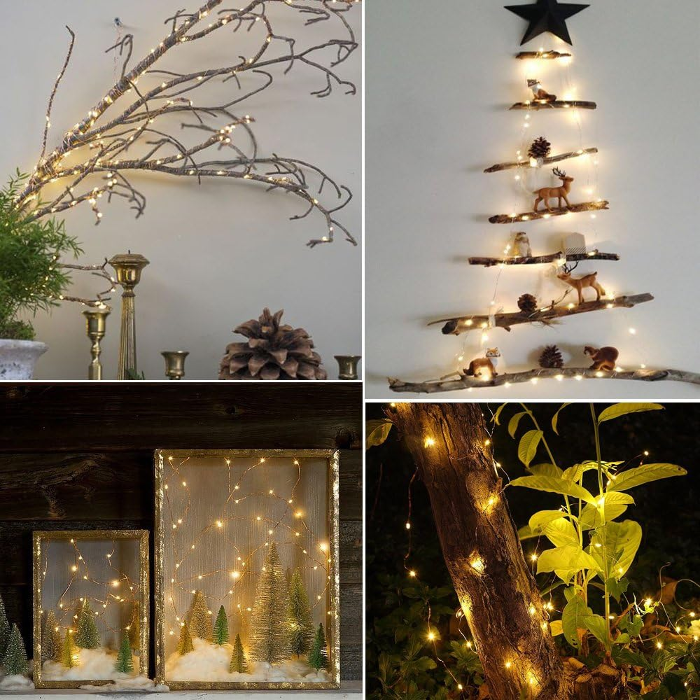 3 Pack Rechargeable 10Ft 30 LED String Fairy Lights 4 Modes Copper Wire Starry String Lighting Waterproof Micro Firefly Moon Light Warm White Battery and USB Cable Included image number 2