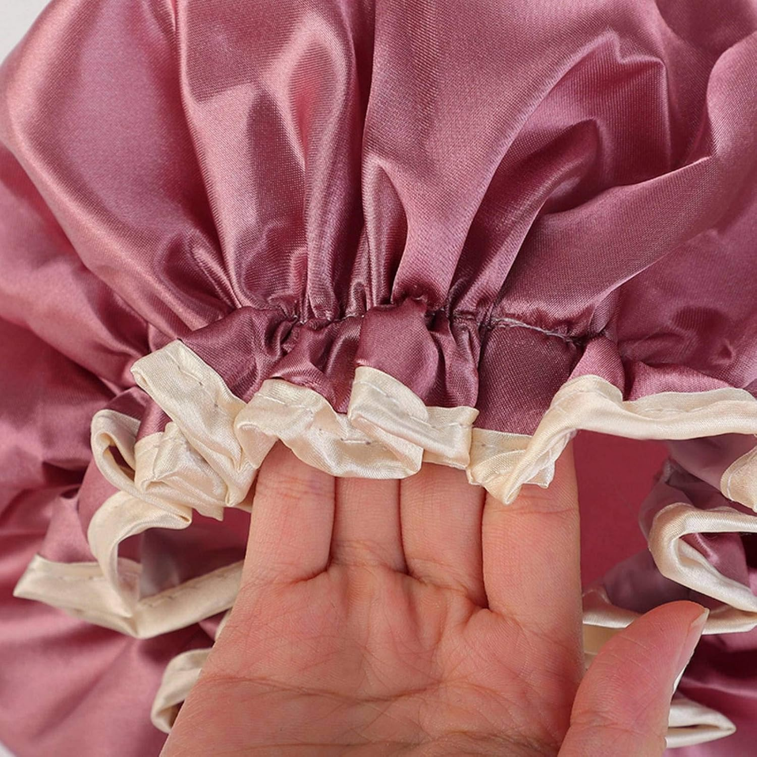 Affordable Luxury Style Product Women'S Double-Layer Thickened Waterproof Shower Cap Shower Cap Elastic image number 2