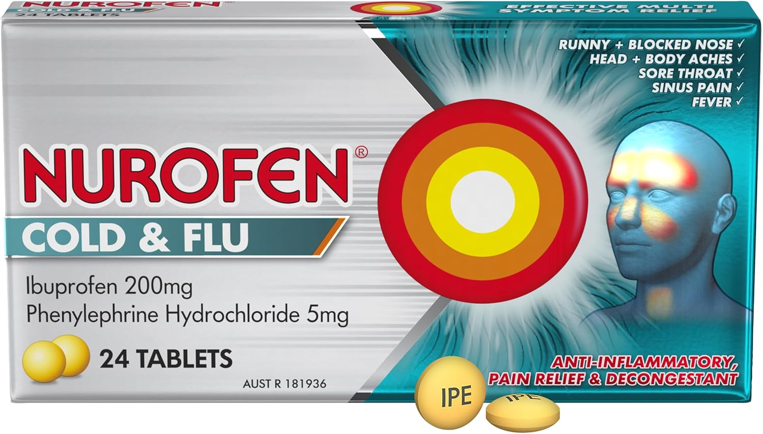 Nurofen Cold and Flu PE Tablets Pain Relief, Pack of 24 image number 5