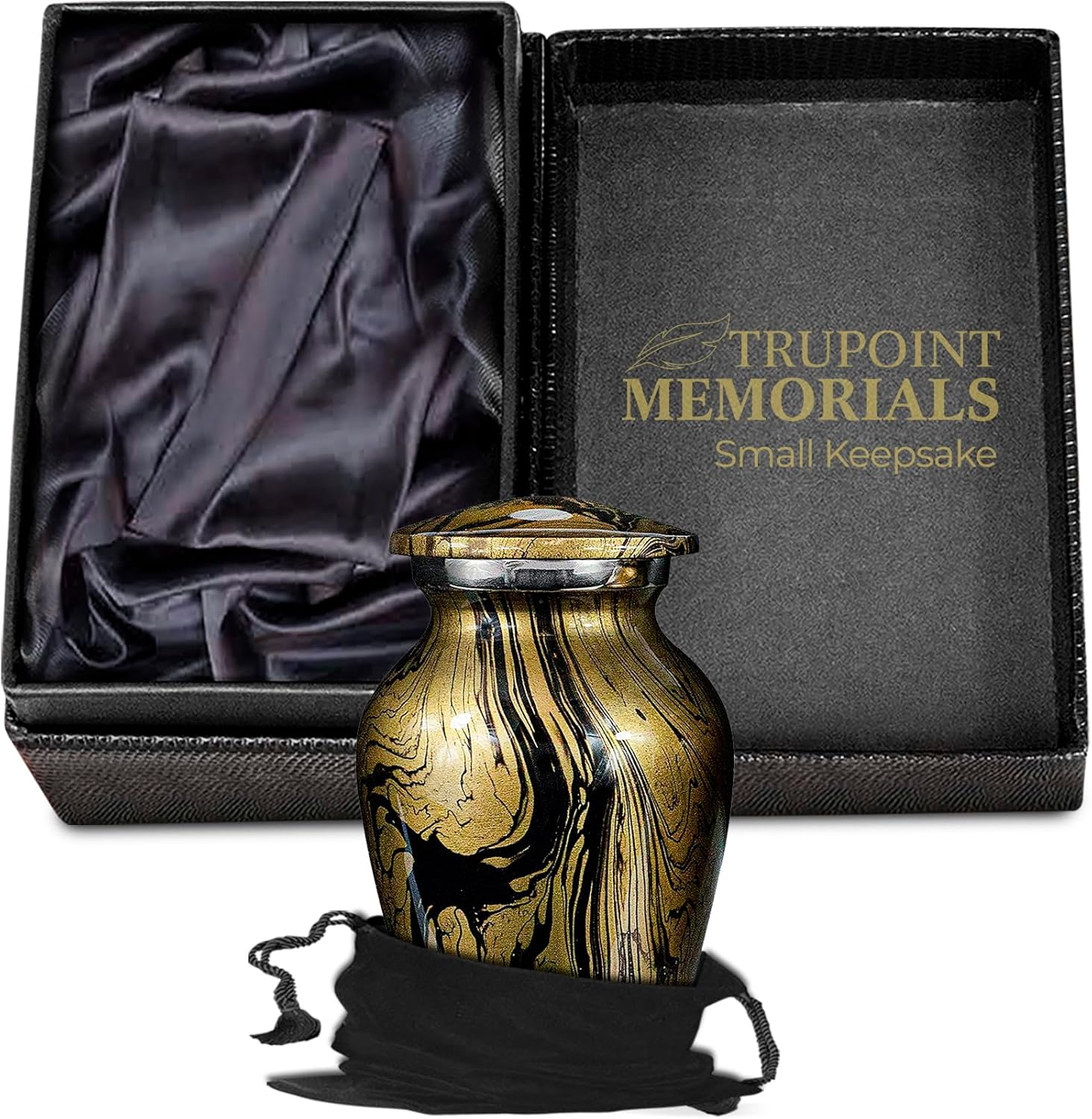 Desert Sands Beautiful Small Mini Keepsake Urn for Human Ashes - Qnty 1 - with a Lovely Gold and Black Finish That Will Bring You Comfort and Peace - with Velvet Case image number 3