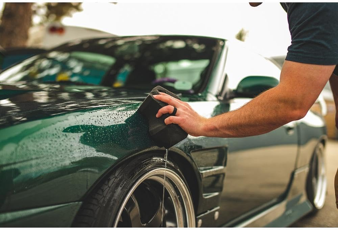 The Rag Company Ultra Safe Sponge - Latest Foam Technology Safe for All Types of Paint and Wheel Finishes - Easy-To-Hold Ergonomic Grip for Wash Bucket and Rinseless Washing - Dark Grey image number 1