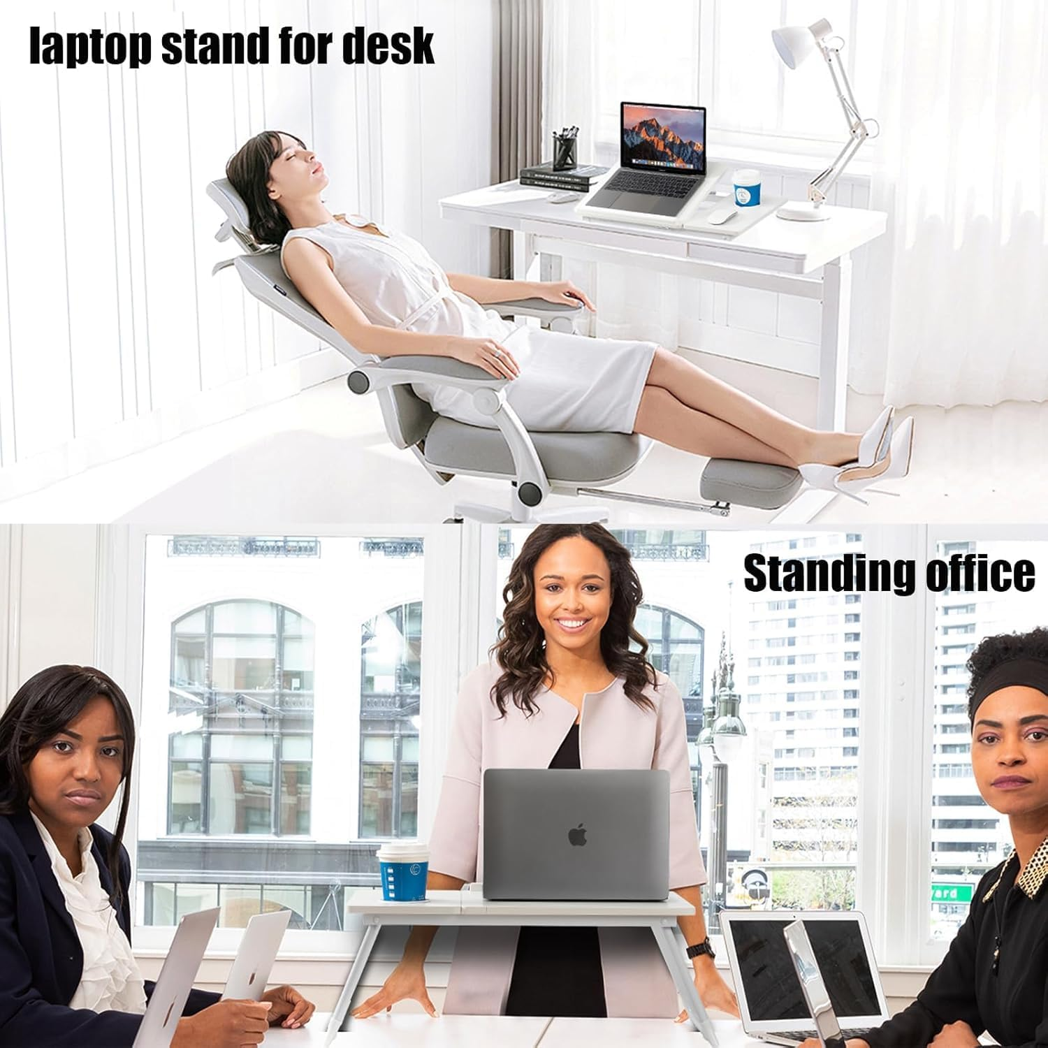 Mumoo Bear Lap Top Desk for Bed Couch, Height & Angle Adjustable Laptop Stand for Bed, Lap Desk Bed Tray Table, Light Weight Foldable Portable Laptop Table (White) - Pink image number 5