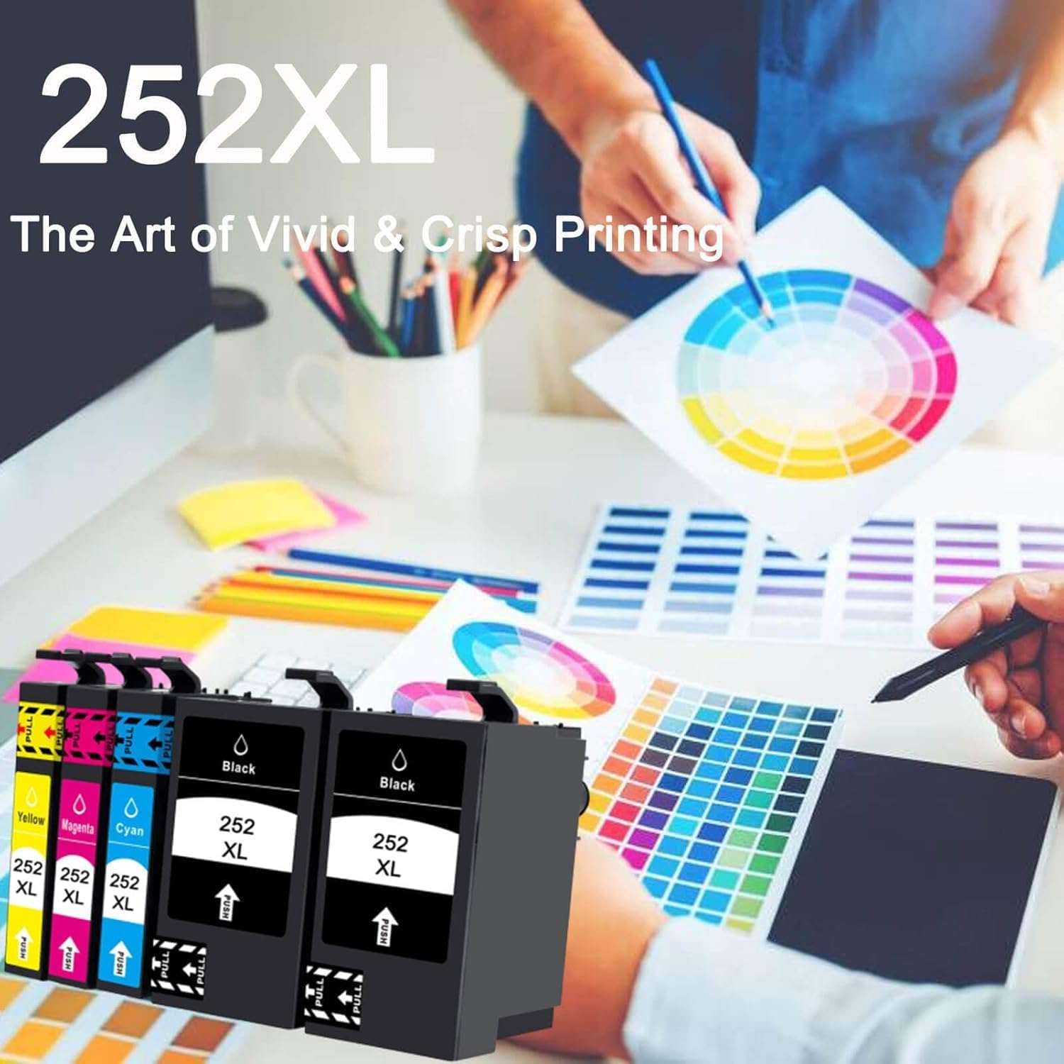 Compatible 20-Pack Generic 252XL Ink Cartridge, High-Yield for Epson Workforce WF-3620, WF-3640, WF-7720, WF-7710, WF-7610, Epson Ecotank, Printer Ink, XL, Black, Cyan, Magenta, Yellow image number 6