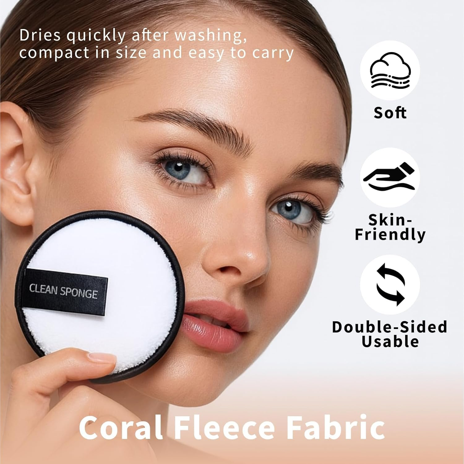 4 Pcs Reusable Makeup Remover Pads, Washable Makeup Remover Cloths, Eco-Friendly Cleaning Pads, Organic Makeup Eraser Pads for All Skin Types, Hypoallergenic Microfiber Makeup Remover Face Cloths