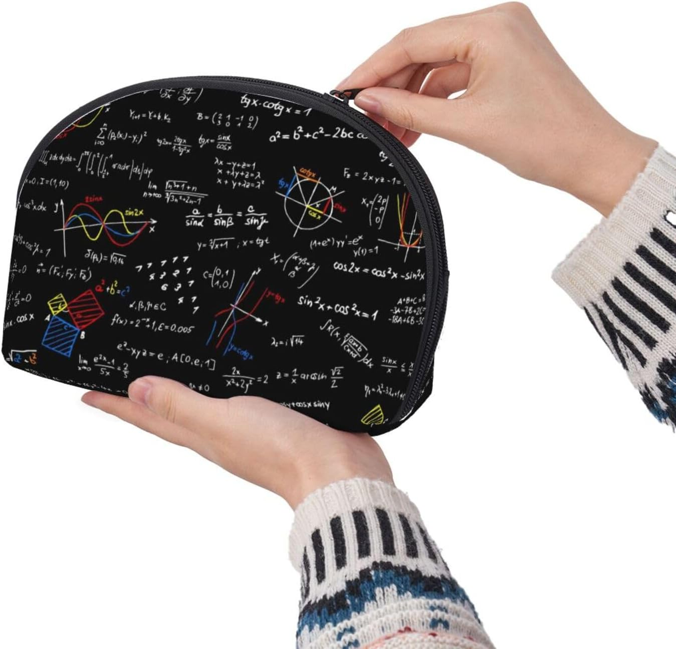 Cozimangoe Coin Pouch Makeup Bags Set, 2 Piece Shell Shape Cosmetic Bag with Pockets for Daily Travel Handbag Lipstick Keys Toiletry, Personalized Math Equation Math Formulas image number 1