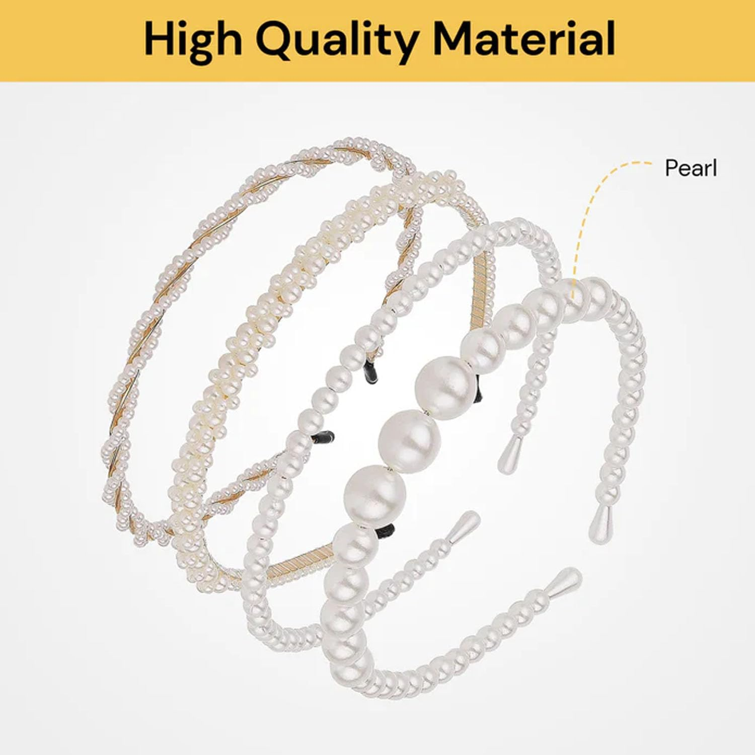 EZONEDEAL Pearl Headbands for Women, White Headband Rhinestones Hairbands Beaded Headband Hair Hoop Wedding Headband, Pearl Hair Loop Bands, Bridal Hairband for Wedding, Pearl Hair Accessories(C) image number 6