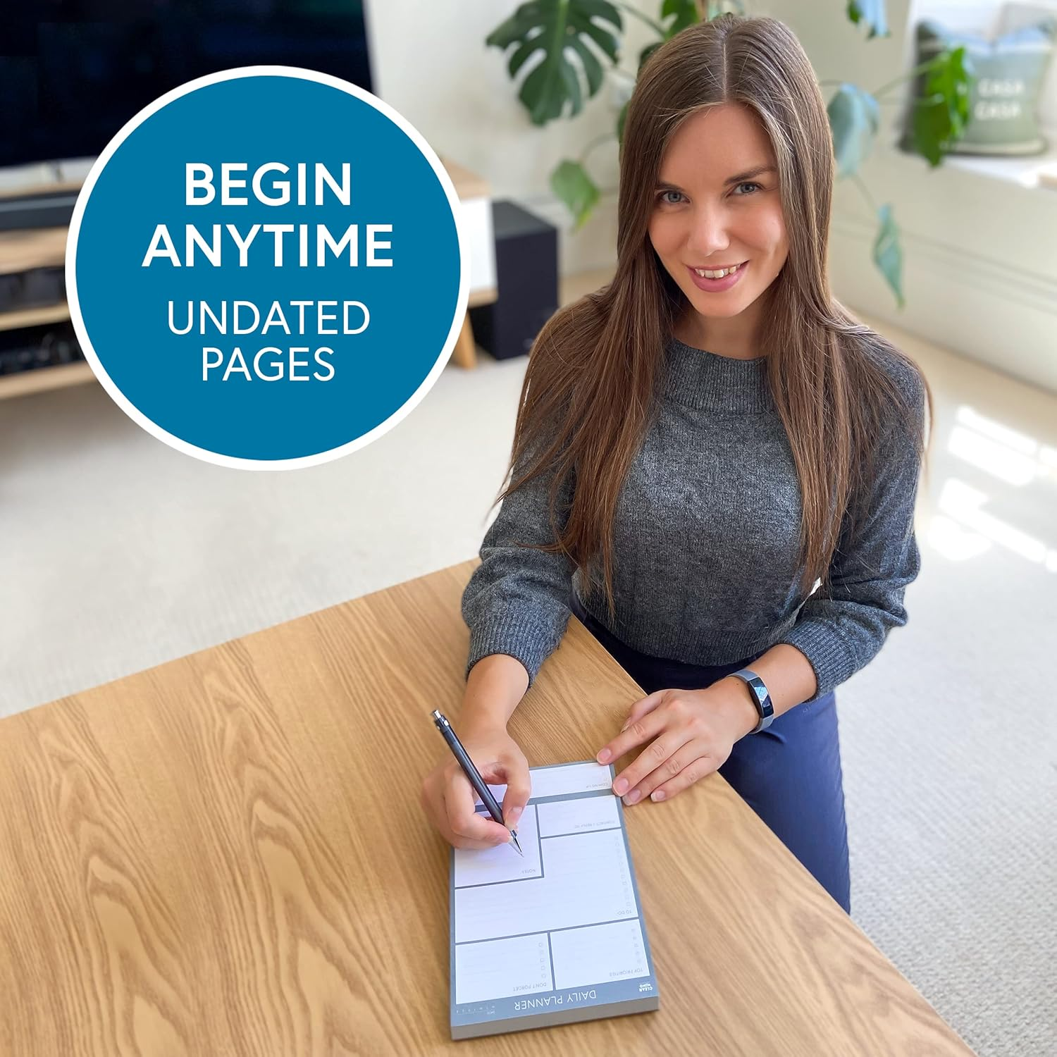 Daily Planner Desk Pad Tear off by Clear Mind Concepts &ndash; 100 Sheets 120Gsm Paper Undated for Home, Work, Office, Study, Productivity, Planning and Organising (A5) image number 1