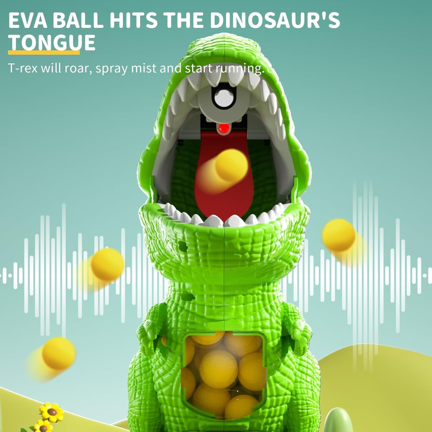 MSKOLER Movable Dinosaur Shooting Toys for Kids 3 4 5 6 7+ Years, Tyrannosaurus Target with Water Mist Spray and Pterosaur Air Pump Foam Blaster image number 4