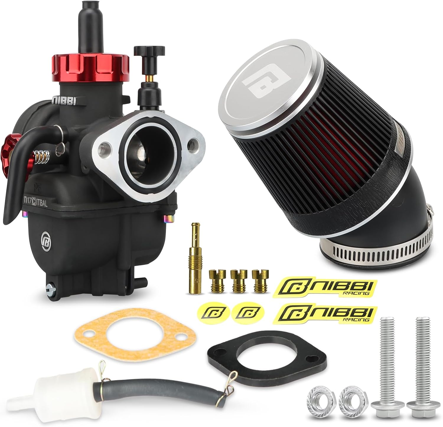 NIBBI PE22FL Carburetor Kit, 22Mm Carburetor with 48Mm Motorcycle CNC Air Filter(Silver) image number 4
