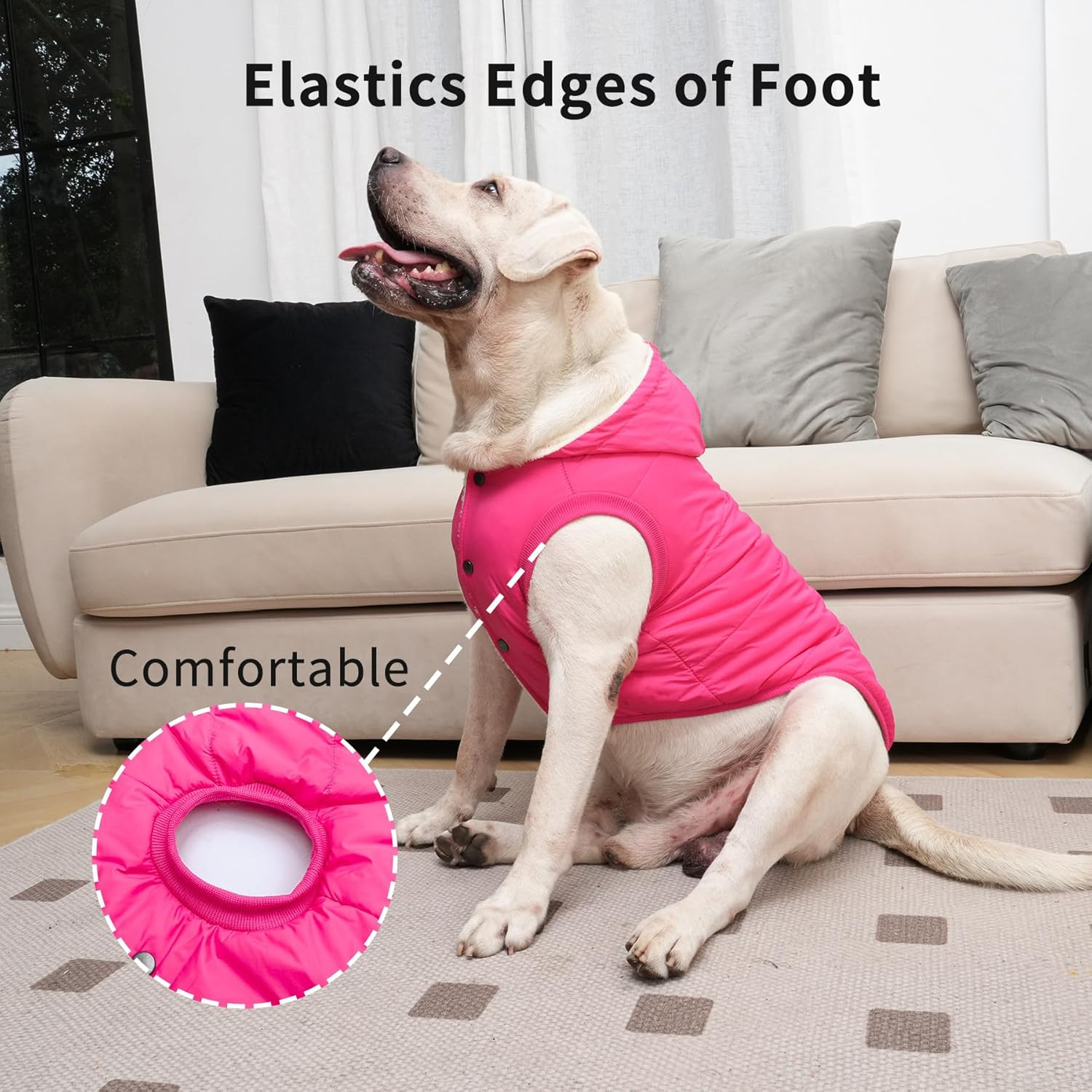 Vecomfy Fleece and Cotton Lining Extra Warm Dog Hoodie in Winter,Small Dog Jacket Puppy Coats with Hooded Pink S image number 6