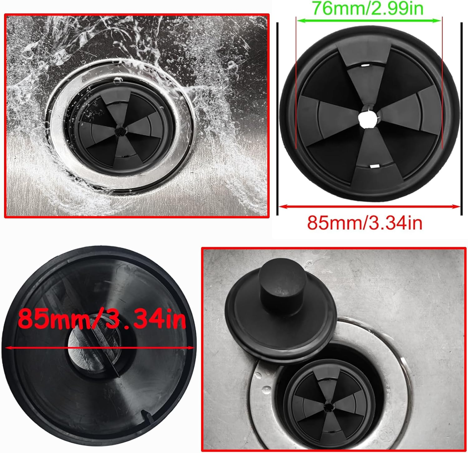 Garbage Disposal Flange Kit and Stopper for Insinkerator,3 Bolt Mount Stainless Steel Kitchen Sink Flange Parts with Stopper Compatible with Insinkerator Models Garbage Disposal image number 4