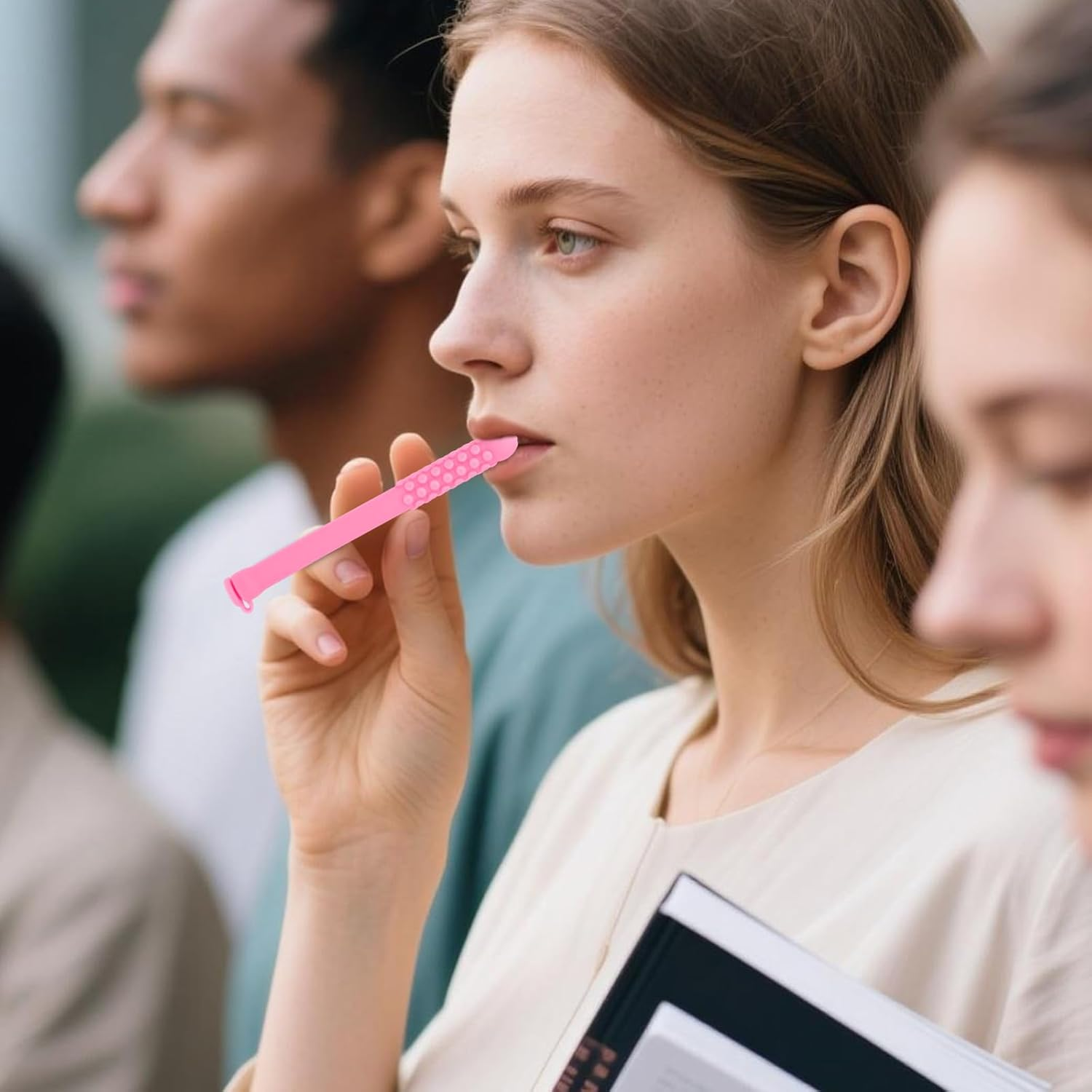 Lasuroa 3Pcs Chewable Breather Quit, 3 Colors Silicone Chewable Breather Stick with Essential Oil Portable Essential Oil Stick Stop Smoking for Aromatherapy on the Go Natural Focus