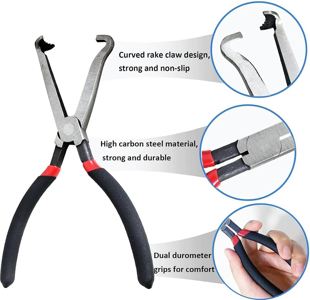 Automotive Disconnect Pliers Set, 2-Piece Power-Off Pliers with Straight and Bending Handles, Hose Clip Clamp Removal Tool