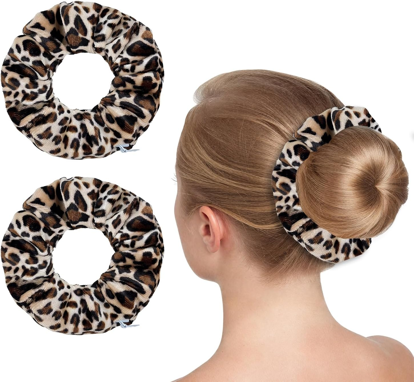 2 Pcs Leopard Print Scrunchies, Velvet Scrunchy for Women Girl Hair Soft Ropes Ponytail Holder Hair Accessories (Style 1)