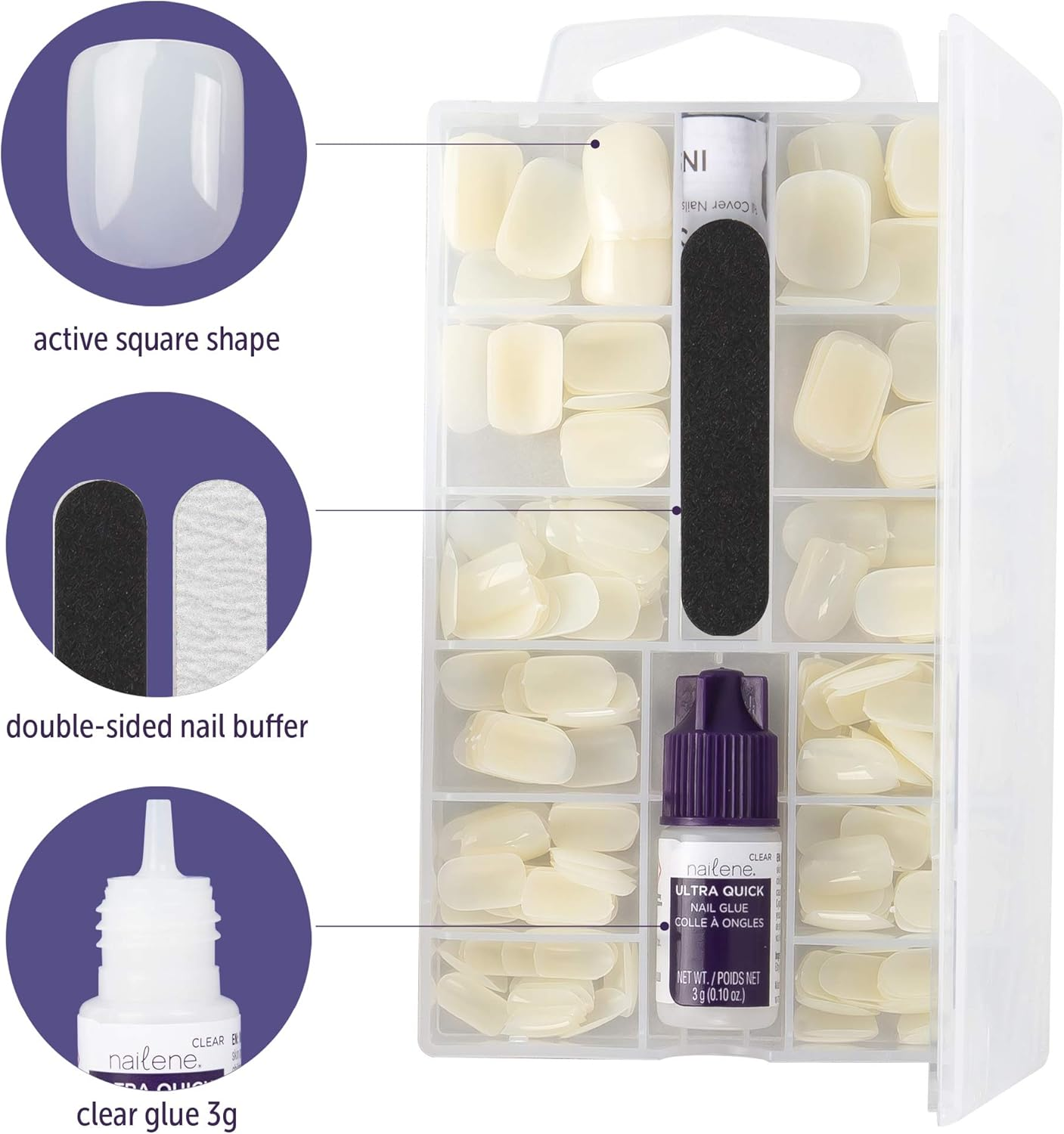 Nailene so Natural Full Cover Undecorated Nails and Tips (Pack of 216) image number 4