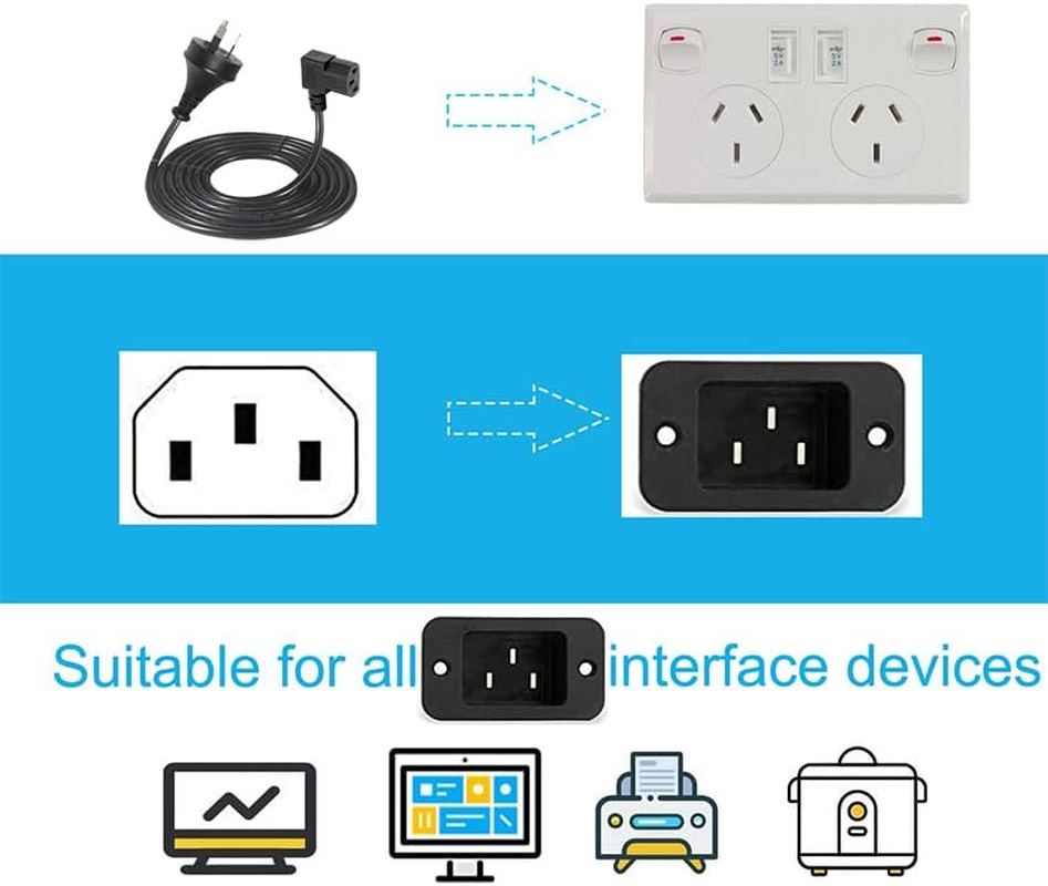 Right Angle C13 10A 250A Power Cord 3-Pin for IEC C13 L Shaped Connector Computer PC Monitor Rice Cooker Kettle Lead image number 2