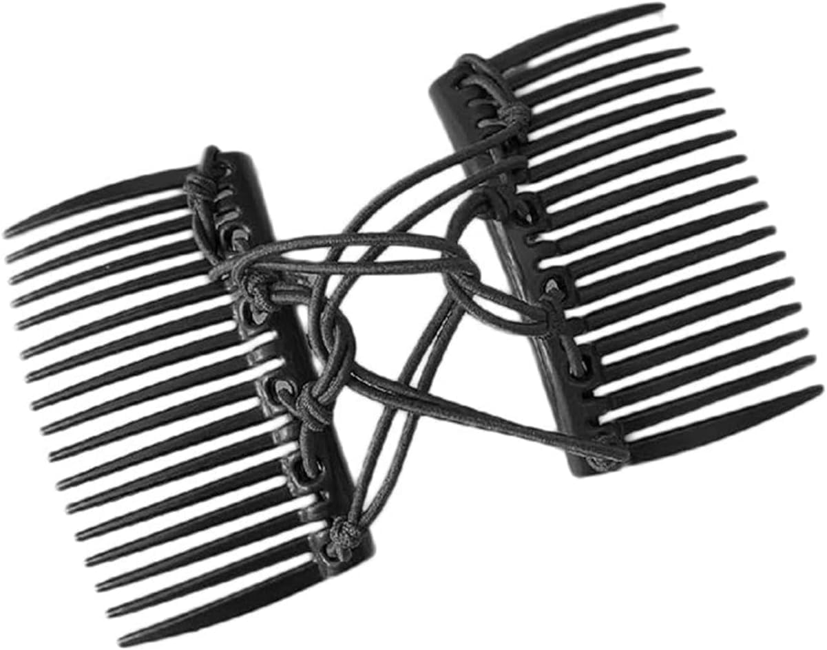 Black Adjustable Magic Hair Clip Combs, 2025 New Stretchy Double Comb Hair Clip,No Crease Hair Pins Double Slides Hairpins Combs Women Hair Styling Magic Hair Combs for Women Accessories image number 5