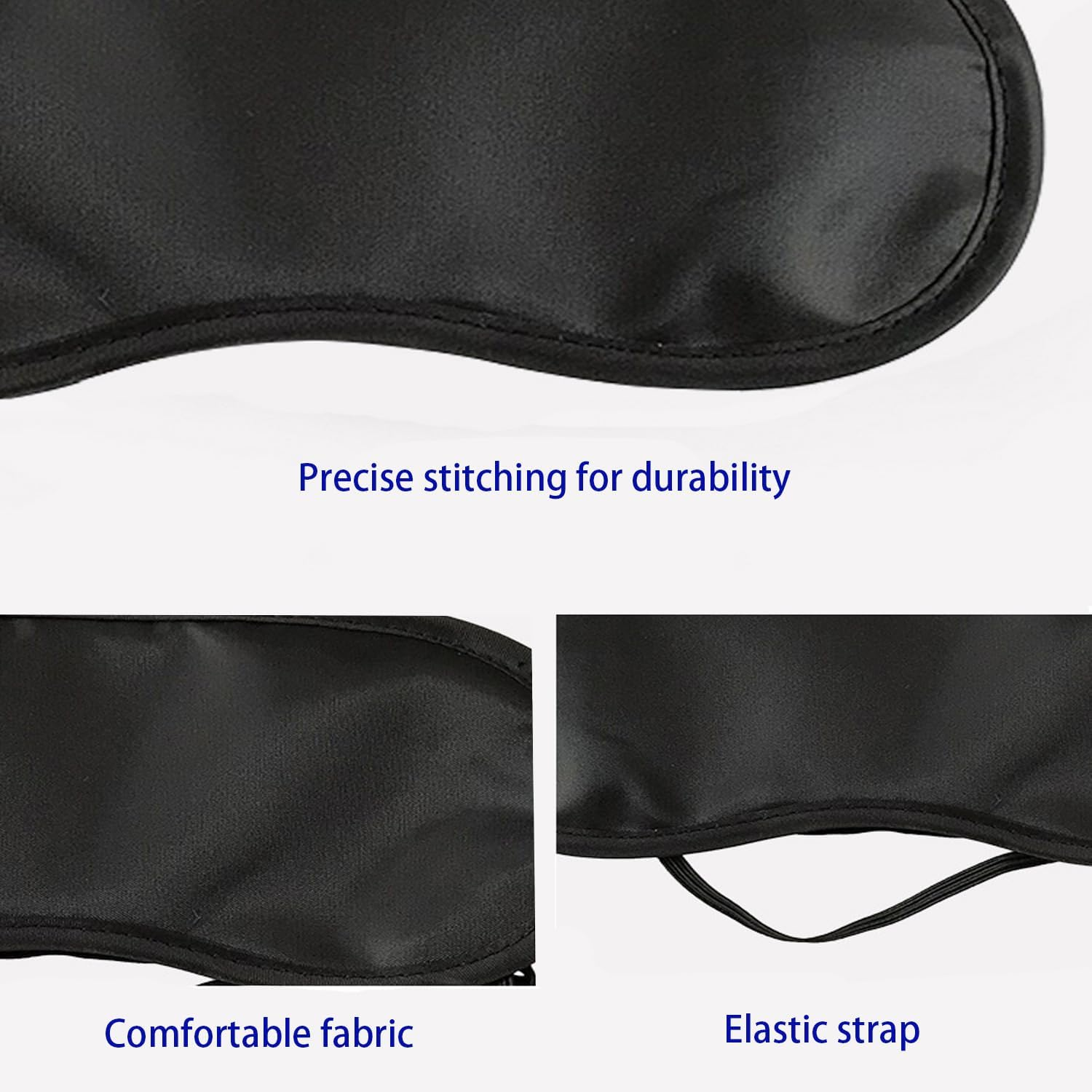 30PCS Black Sleep Eye Masks,Lightweight Breathable Eye Masks with 2 Adjustable Elastic Straps,Soft Night Use Eye Cover (Black) image number 1