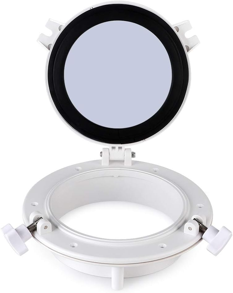 215Mm round Porthole Lighting Ventilation Yacht RV Hatch Window Portlights ABS Anti-Aging Anti-Uv Tempered Glass Stainless Steel White image number 5