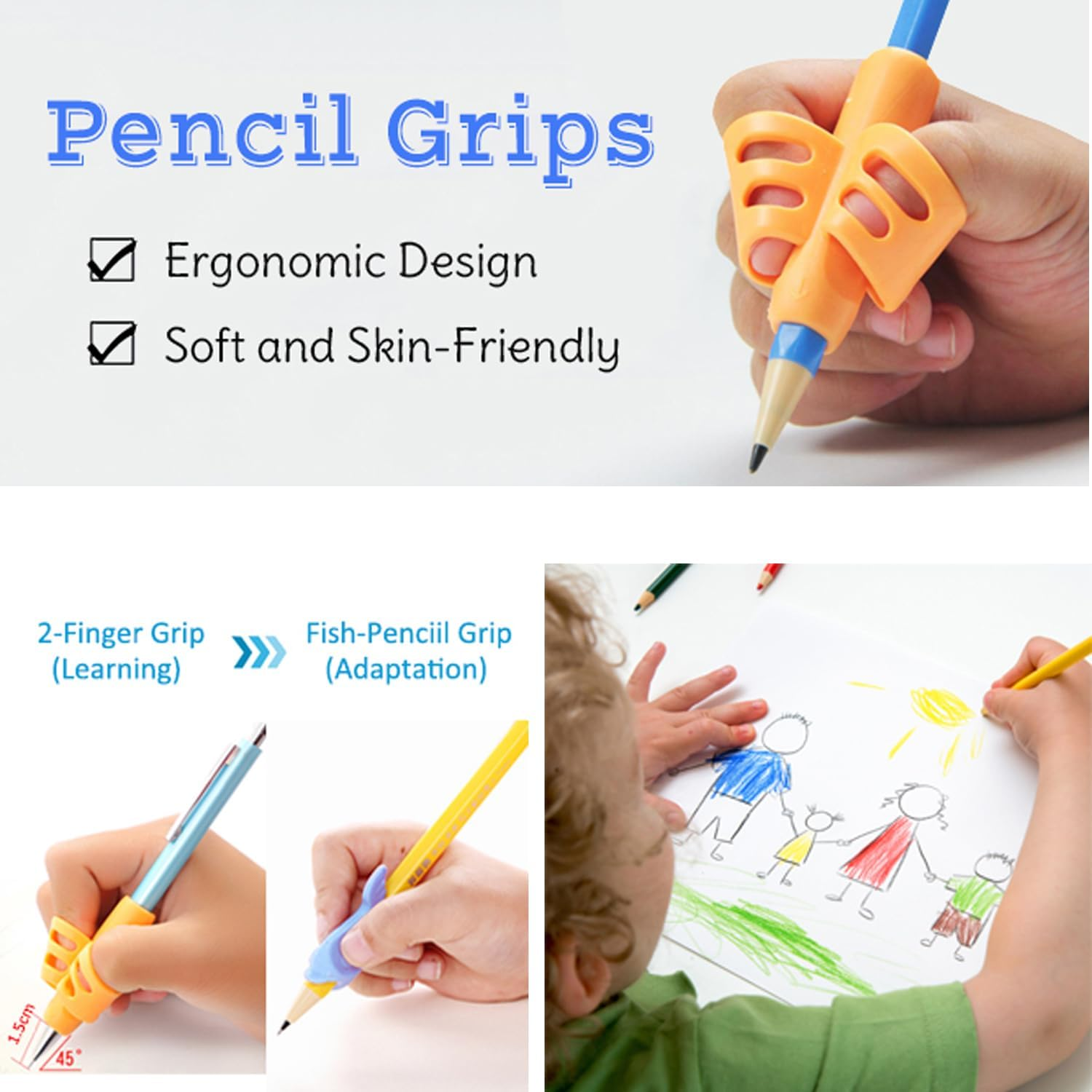 6 Pcs Pencil Grips for Handwriting,Pen Grips Trainer for Kindergarten Children Adults,Finger Grip Posture Correction for Handwriting,Drawing,Coloring,Suitable for Ergonomic Right or Left-Handed Use image number 5