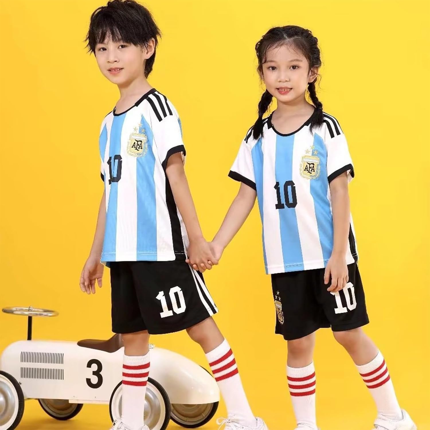Soccer Jersey Kids,Soccer Jersey for Youth, Football Sportswear Uniforms Suit with Socks, Fans Gift T-Shirt，Messi Club Unisex Jersey (Big & Tall, Pink, 11-13 Years) image number 3