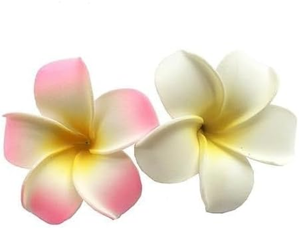 2 Pcs White and Pink Hawaiian Frangipani Plumeria Clips and Barrettes Foam Head Flower Party Beach Hair Clip Hair Clips Hair Accessories 7Cm image number 6