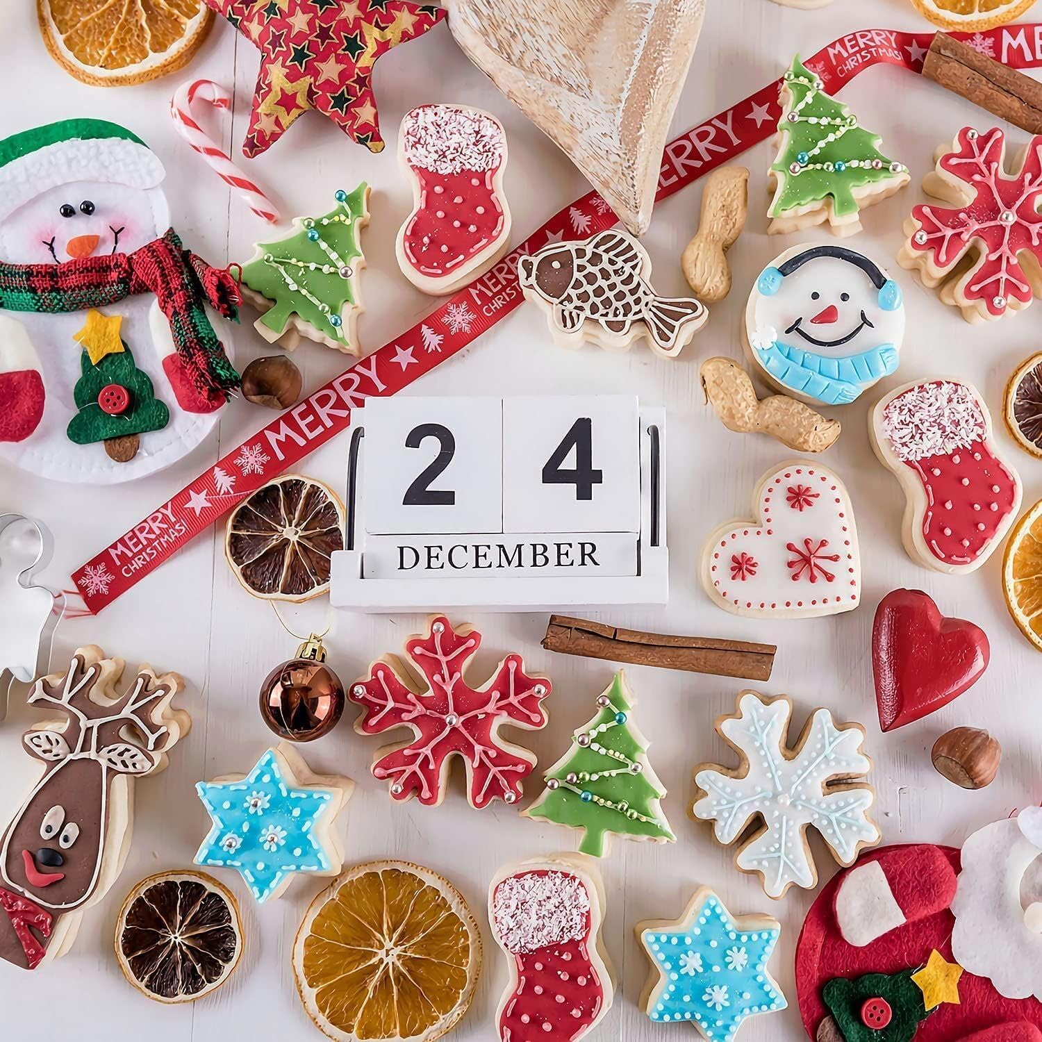 VIKKI Christmas Silicone Molds, 2Packs Large 6 Cavities Christmas Tree Socks Bells Cake Moulds Soap Candy Chocolate Muffin Jelly Trays Baking Molds for New Year Xmas Cake Decoration