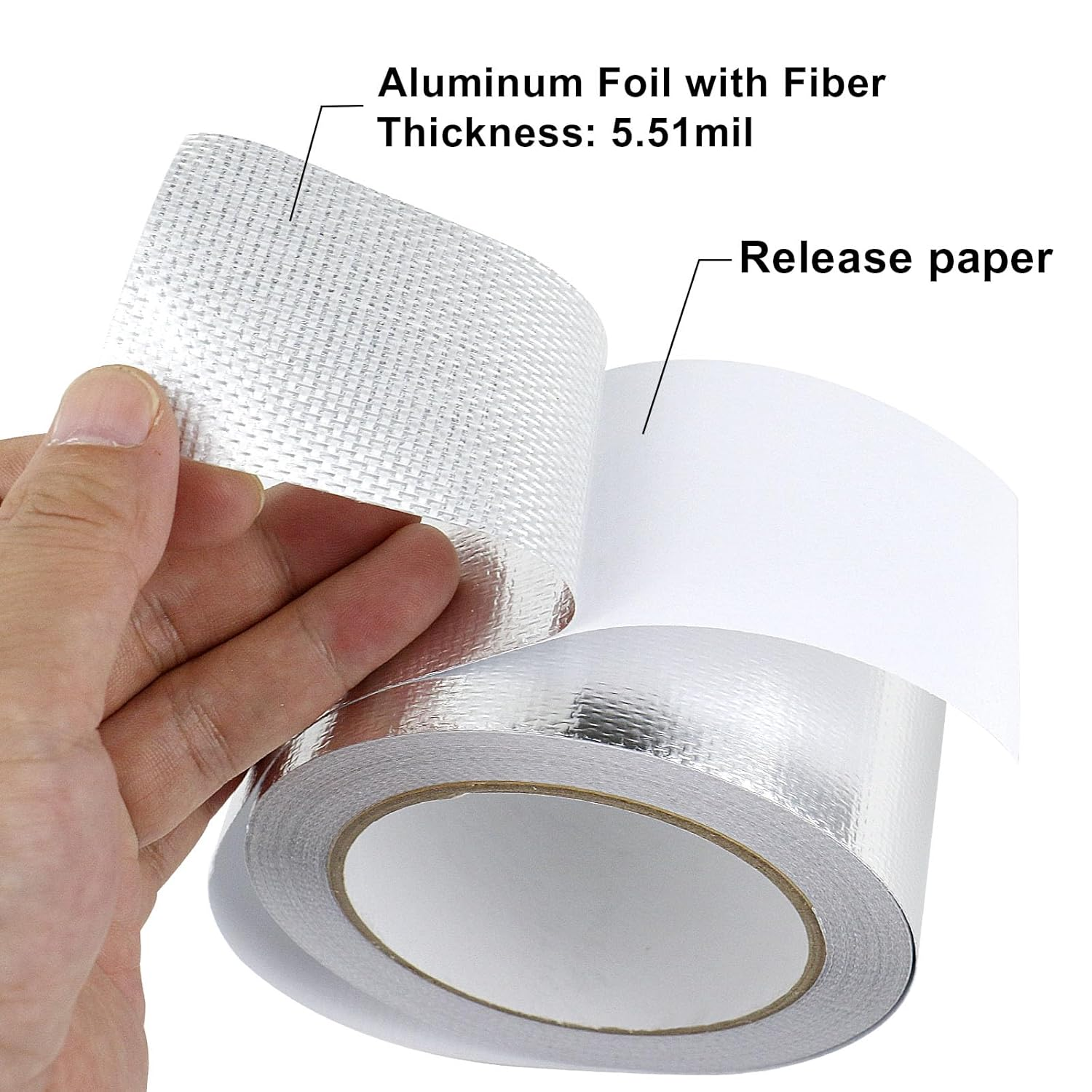 BOMEI PACK 1 Roll Aluminum Foil Heat Shield Tape,Heat Reflective Heat Shield Thermal Barrier Foil Tape,Fiber-Glass Aluminum Foil Tape 2 Inch X 66Feet image number 2