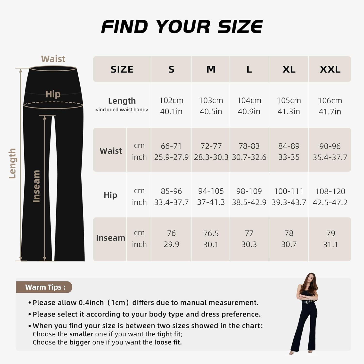 Gymcope Flare Leggings for Women, High Waist Bootcut Yoga Pants with 4 Pockets for Gym, Workout, Causal, Tummy Control and Non-See-Through Dress Pants image number 5