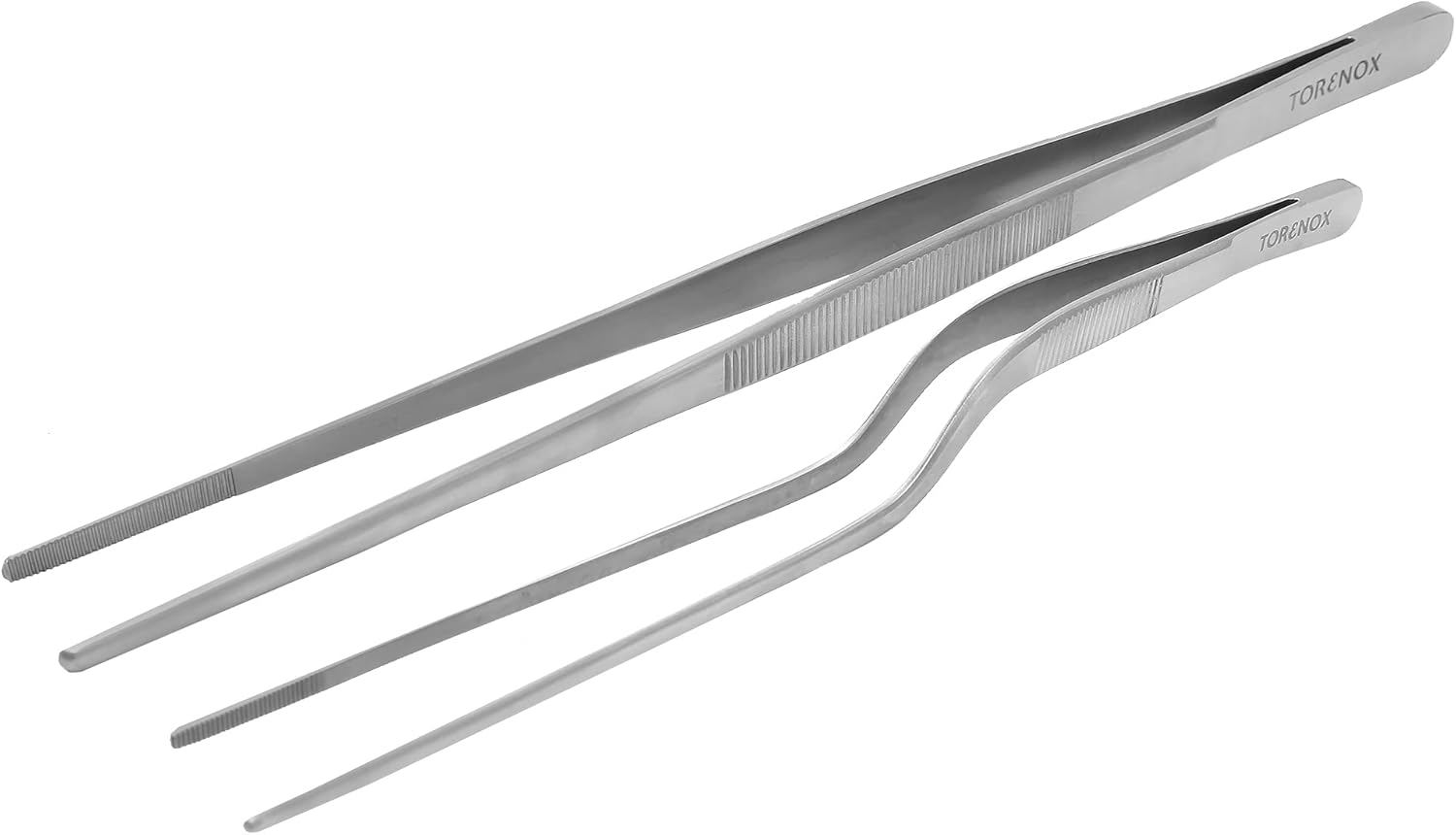 Kitchen Tweezers 10 Inch Straight and 8 Inch Offset - Culinary Precision Tongs Professional Kitchen Long Tweezers Set of 2 Pieces - BBQ, Plating, Multi-Use image number 2