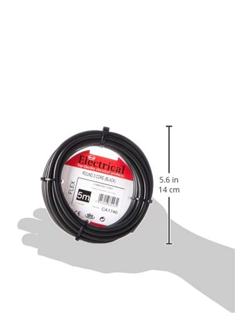 Bulk Hardware BH01494 0.5Mm 3 Core Cable 2183Y, 5 Metres, Black, White, 5 Metres