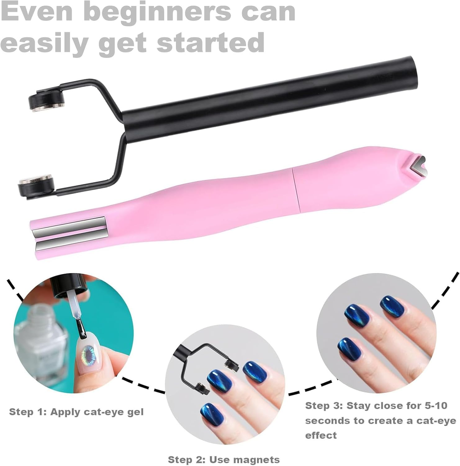 Cat Eye Nail Magnet Set &ndash; Y-Shape & 3-In-1 Magnetic Stick for Stunning DIY Cat Eye Designs. Perfect for Home, Office, Salon, or Gift &ndash; Ideal for Women & Girls. Create Salon-Worthy Nails Easily image number 3