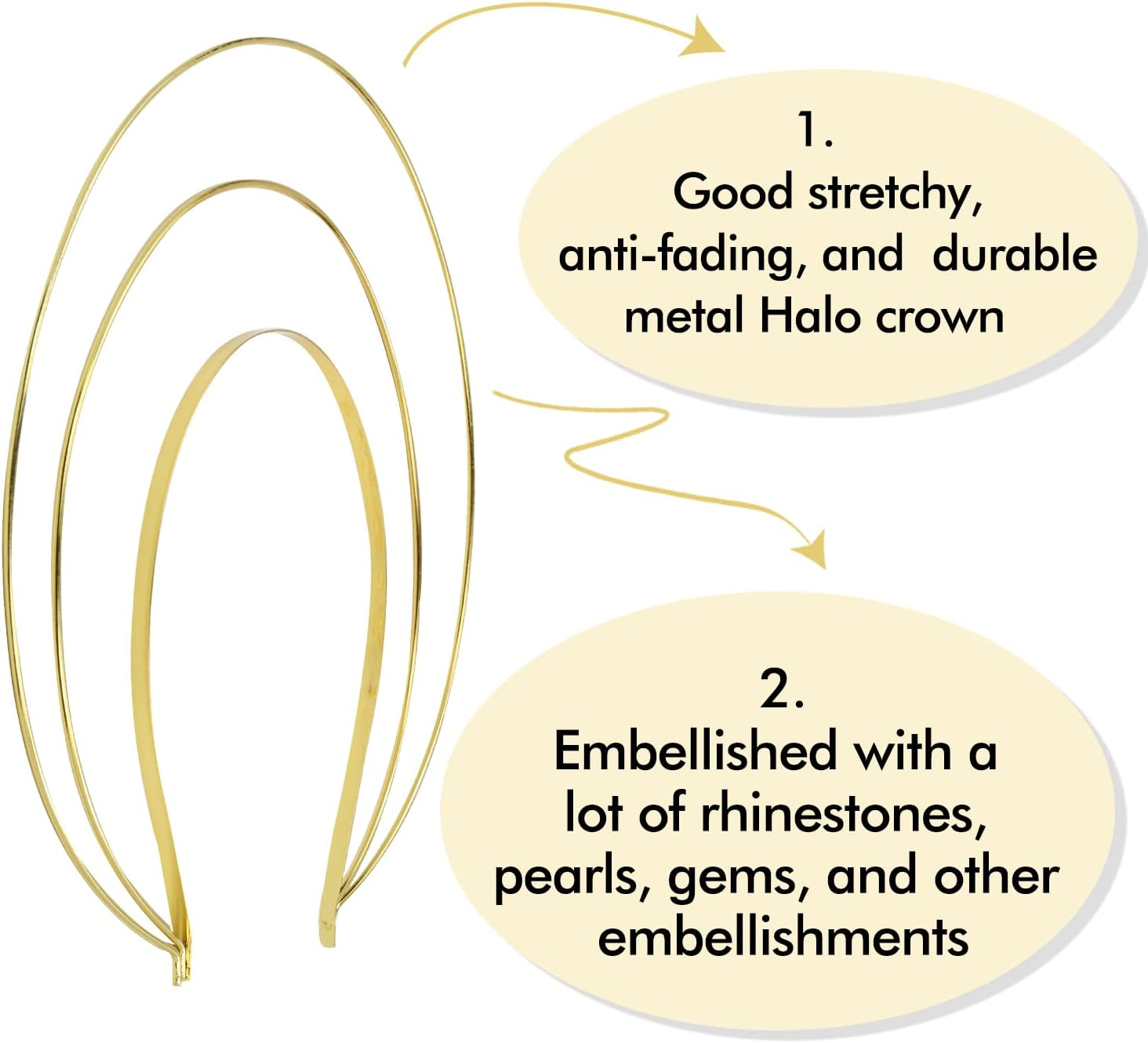 Gold Metal Queen Goddess Angel Halo Crown Headband Hairbands Tiara Hair Hoops DIY Craft Bands Headpieces Party Cosplay Costume Hair Accessories (6 Pack of 3 Layer) image number 1