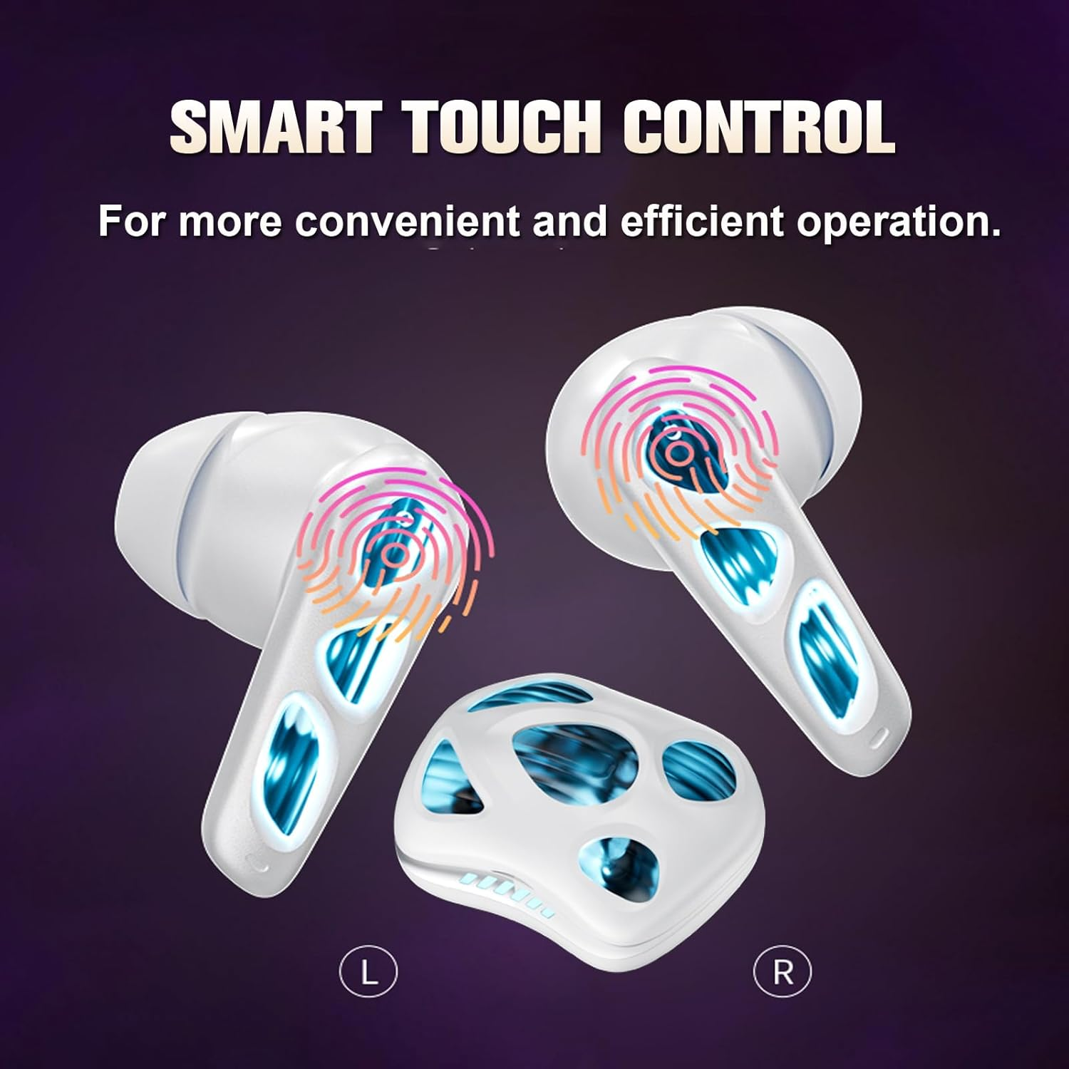 Wireless Bluetooth Gaming Earbuds with ENC Noise Cancelling Mic Low-Latency Inear Gaming Earphones Bluetooth 5.4 Soft in Ear Headphones 25H Battery Sports TWS Earbuds for Pc/Ps5/Xbox/Switch Games image number 2