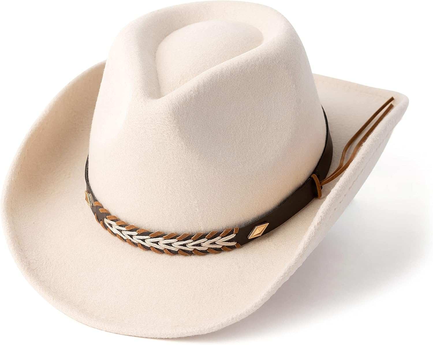 Gossifan Western Cowboy & Cowgirl Hat Felt Wide Brim Women Men Fedora