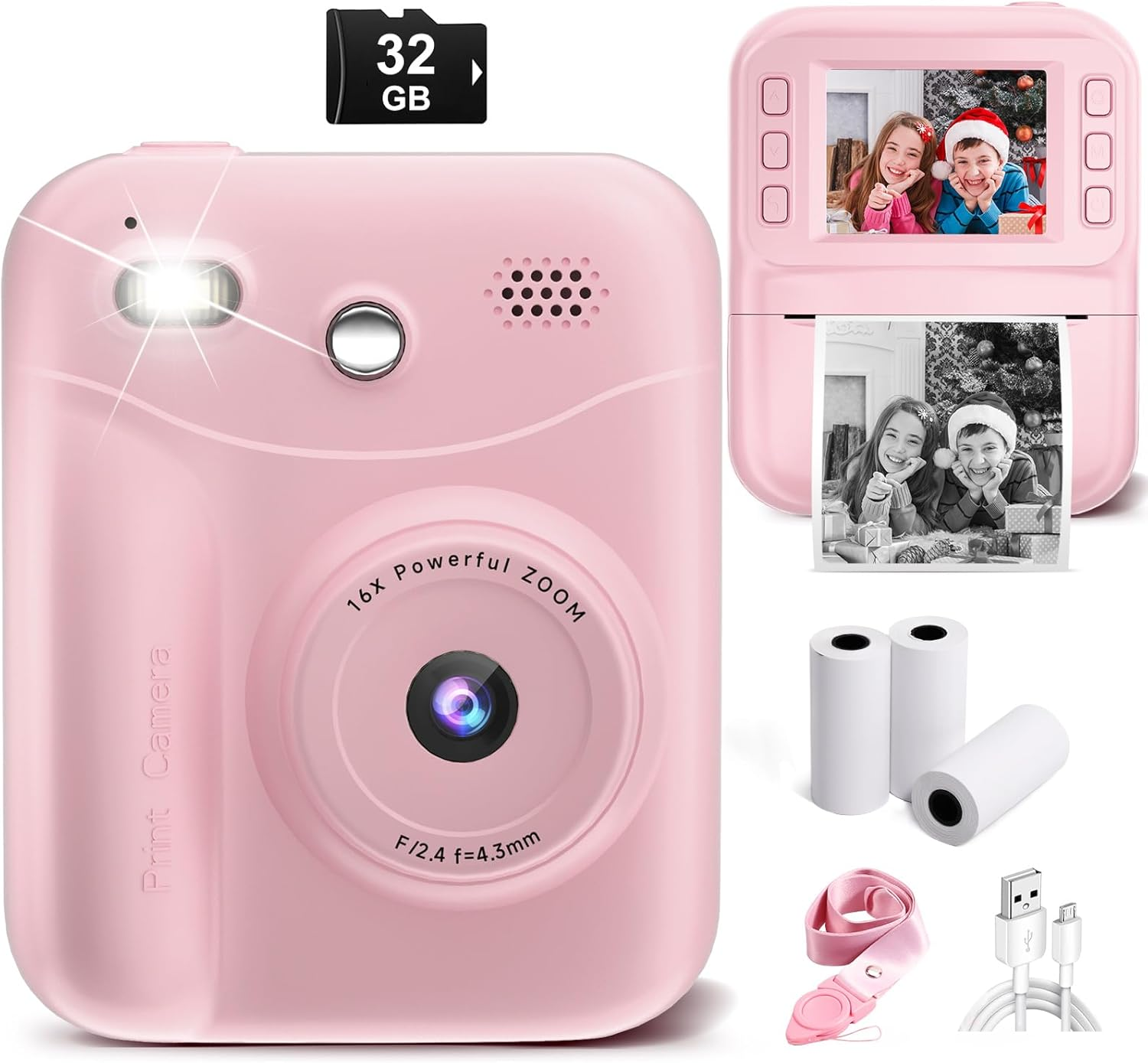 MINIBEAR Kids Camera Instant Print, Instant Print Camera for Kids Digital Camera Toddler Toys Christmas Birthday Gifts for 3 4 5 6 7 8 9 10 Year Old Boys Girls Video Camera with Print Paper