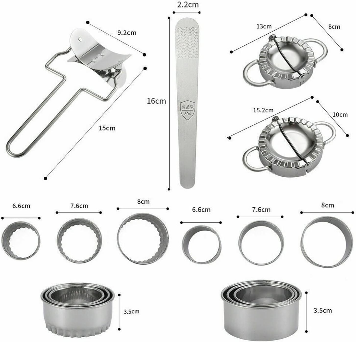 10Pcs Dumpling Maker- Stainless Steel Dumpling Press，Making Mold Mould Tool Dough Press Cutter Empanada Press Pie Ravioli Press Dumpling Wrappers Mold image number 1