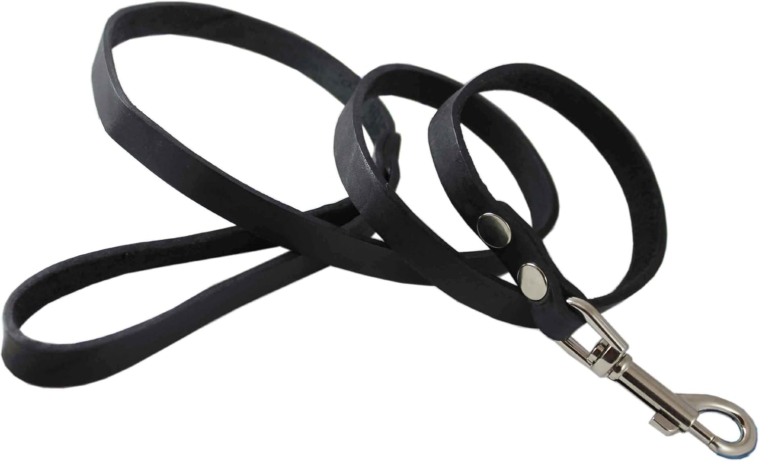 4' Genuine Leather Classic Heavy Duty Dog Lead Black 58'' Wide for Medium and Large Dogs image number 3