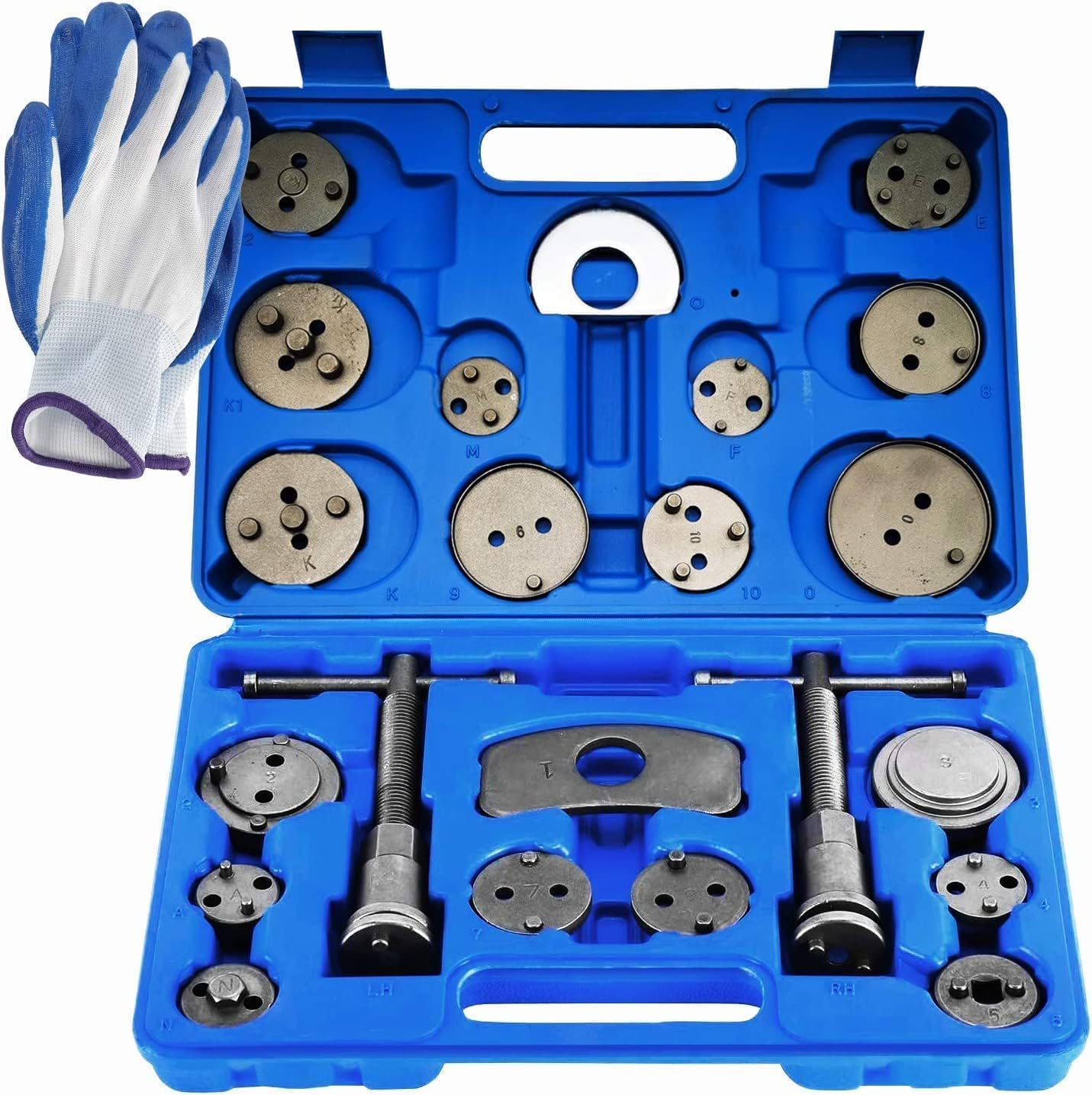 24PCS Disc Brake Caliper Tool Kit | Heavy Duty Disc Brake Piston Caliper Compressor Rewind Tool Set for Brake Pad Replacement Reset, Fits Most American European Japanese Autos (Blue) image number 2