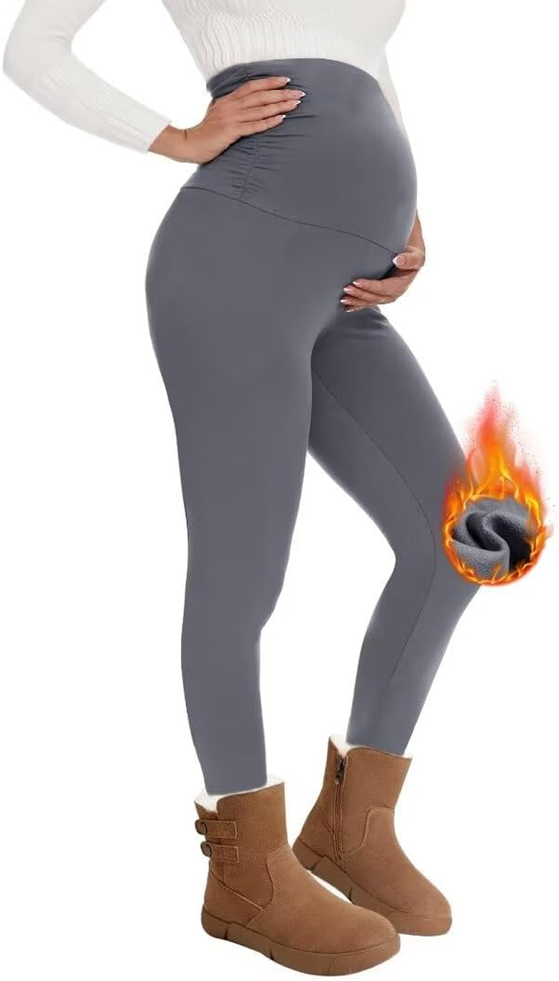 QGGQDD Thermal Maternity Leggings Women'S High Waist Pregnancy Leggings Warm Leggings Pregnancy Winter for Home Sports