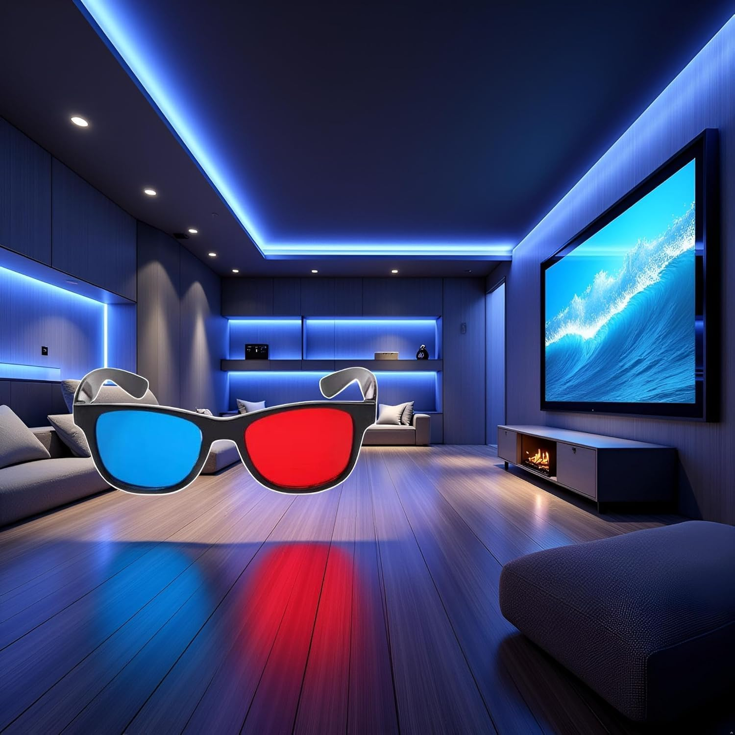 3Pcs Red and Blue 3D Glasses Universal TV Movie Dimensional Video Frame 3D Glasses DVD Game Glass 3D Style Glasses for 3D Movies Games, 3D Viewing Glasses, Televisions and Video image number 1